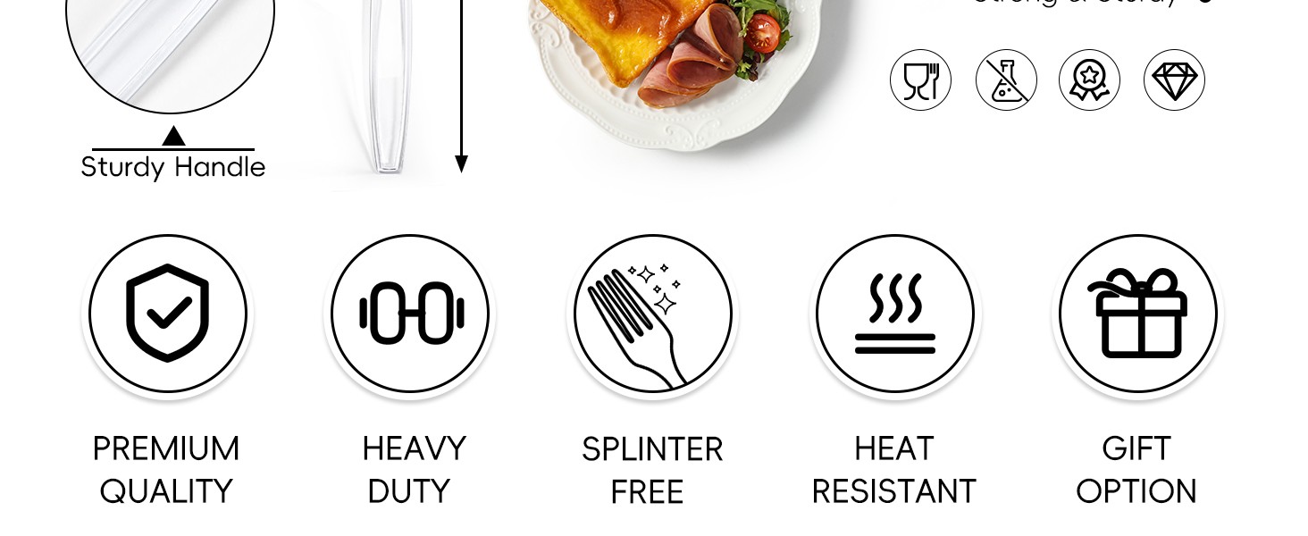 100 Count] Clear Plastic Forks Heavy Duty, Premium Disposable Forks, Durable