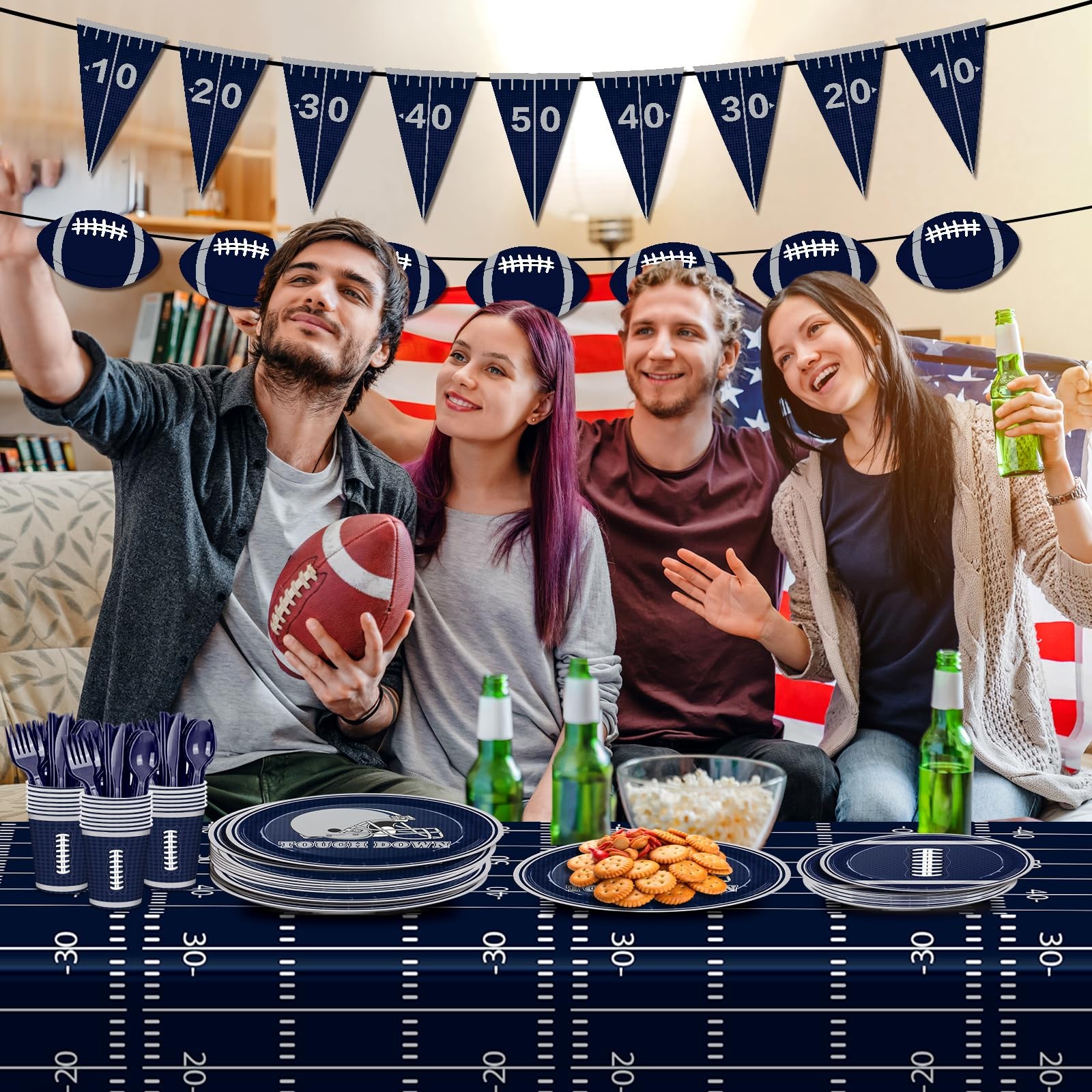 171pcs Cowboy Football Birthday Party Supplies Paper Plates Napkins Disposabl…