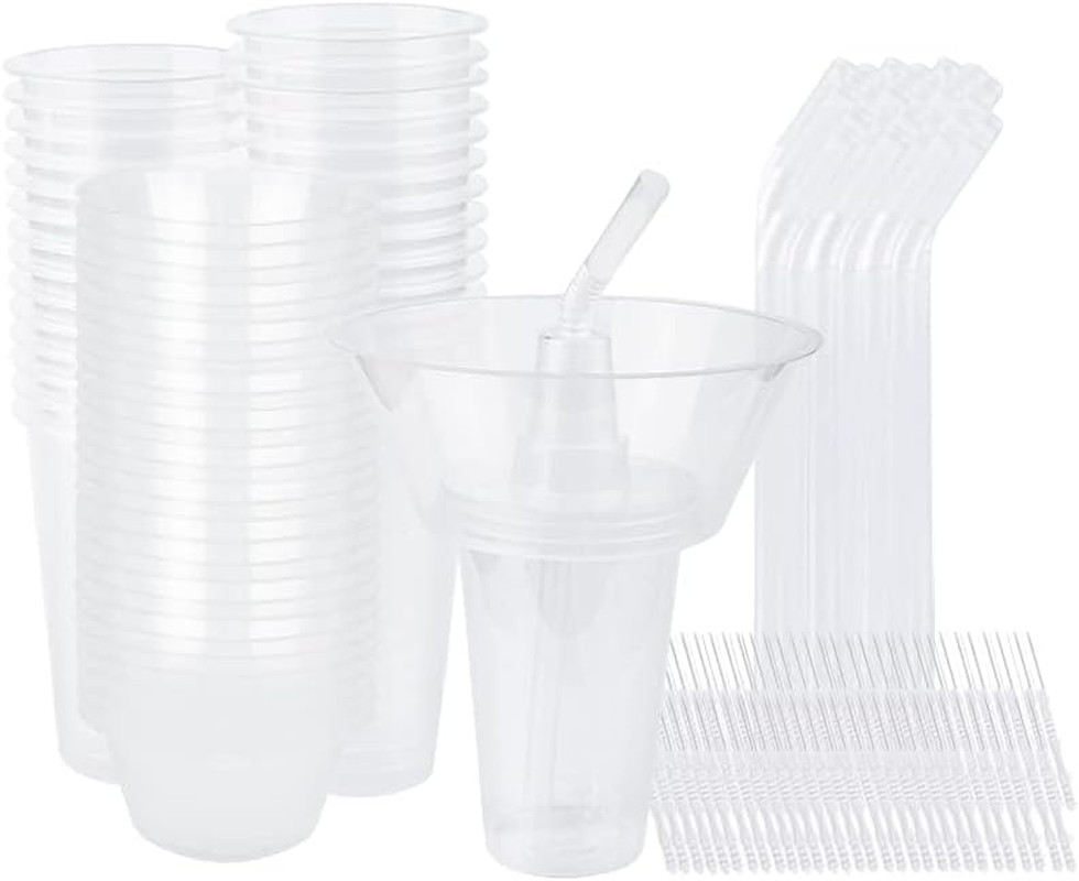 Snack and Drink Cup, 30 Sets Disposable Plastic Cup with Snack Bowl on Top Inclu
