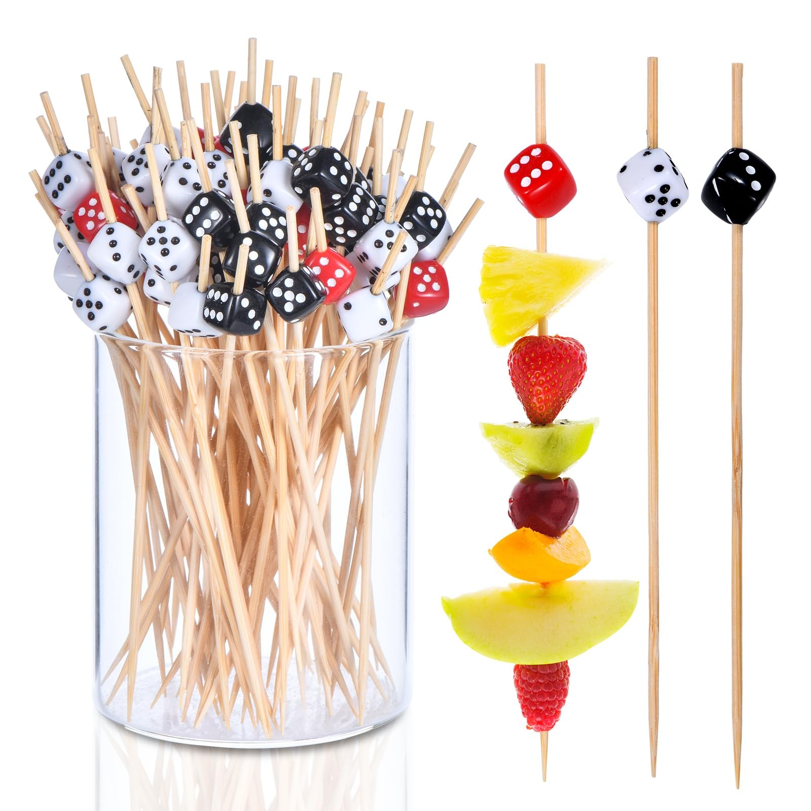 100 PCS 4.7 Inch Casino Decorative Cocktail Picks Dice Las Vegas Night Decor