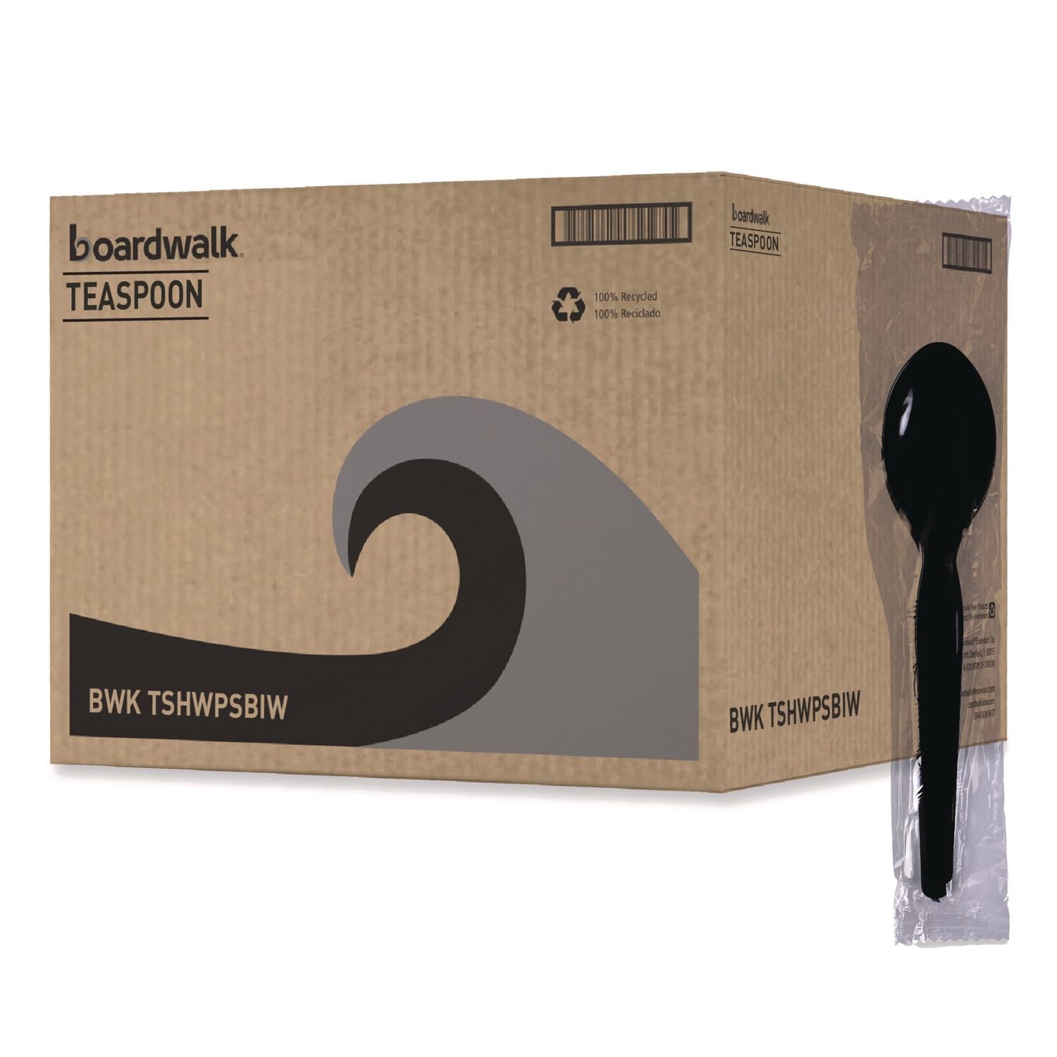 Heavyweight Wrapped Polystyrene Cutlery Teaspoon Black 1000/Carton