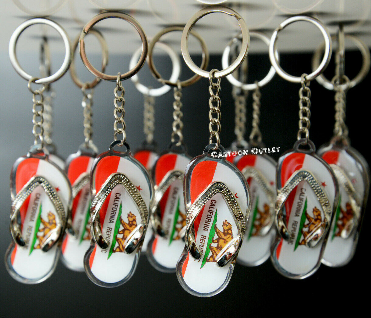 12 CALIFORNIA Key chain CANDY BAG FILLER PARTY FAVORS CALIFORNIA REPUBLIC Flag