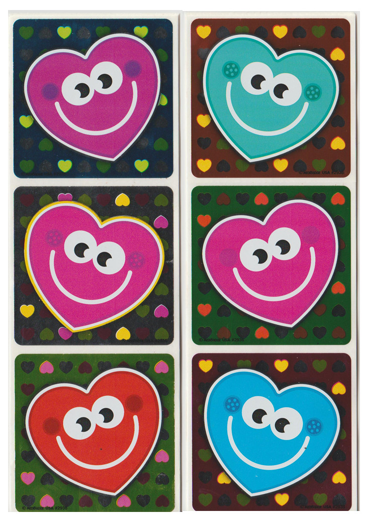 25 Foil Smiling Happy Hearts Stickers, 2.5″ x 2.5″ each, Party Favors