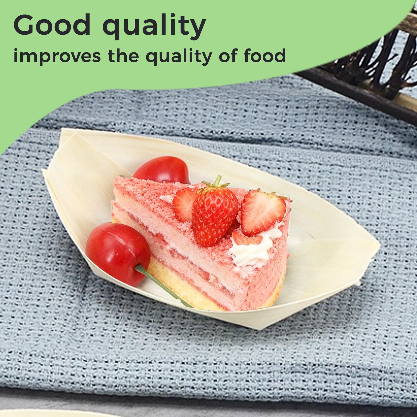 500 PCS Disposable Boat Food Trays with Cocktail Picks, 5 Inch Wooden Disposa…