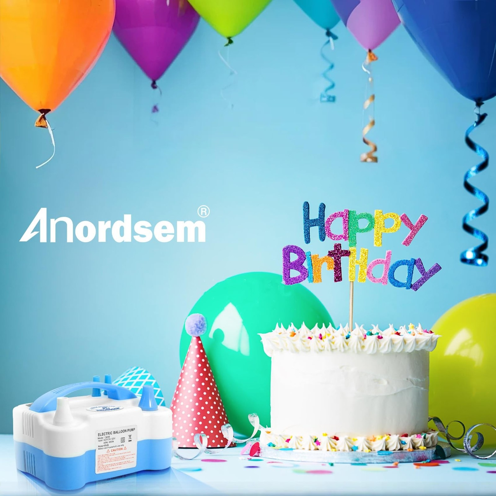 Anordsem Electric Balloon Air Pump: Polypropylene Plastic Case with Dual Nozz…