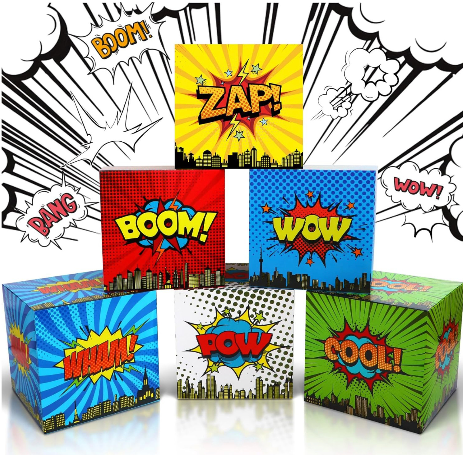 Hushee 6 Pcs Large Hero Party Decorations Boxes 12 Inch Hero Party Centerpieces