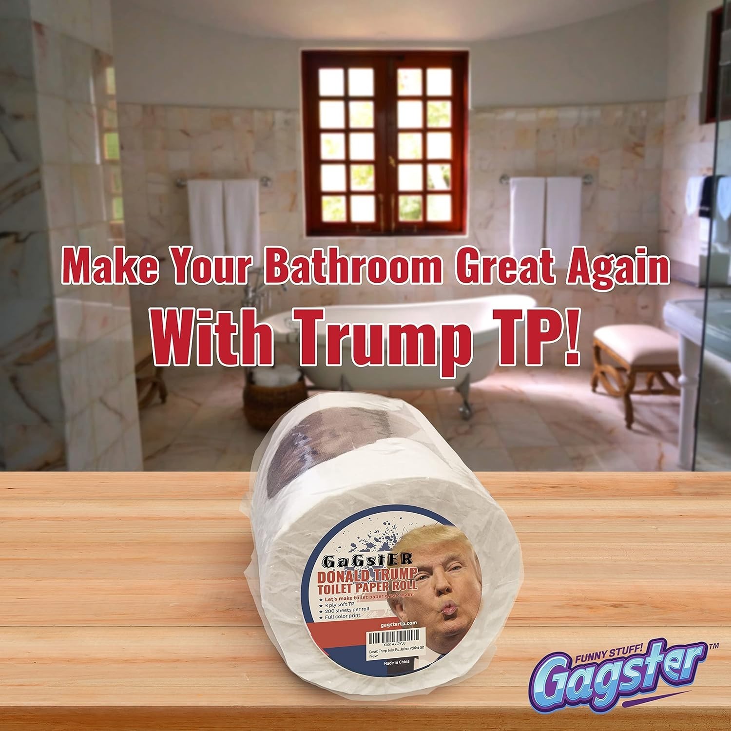 Trump Political Toilet Paper Roll by – 3 Ply Funny Novelty Gag TP with Full-C…