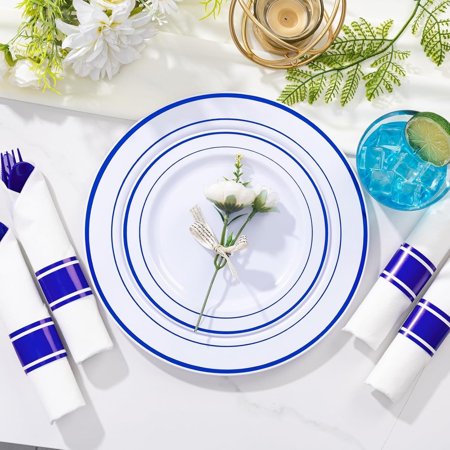 Safe and Stylish 700 Pcs Blue Plastic Dinnerware Set – Perfect for Any Occasion