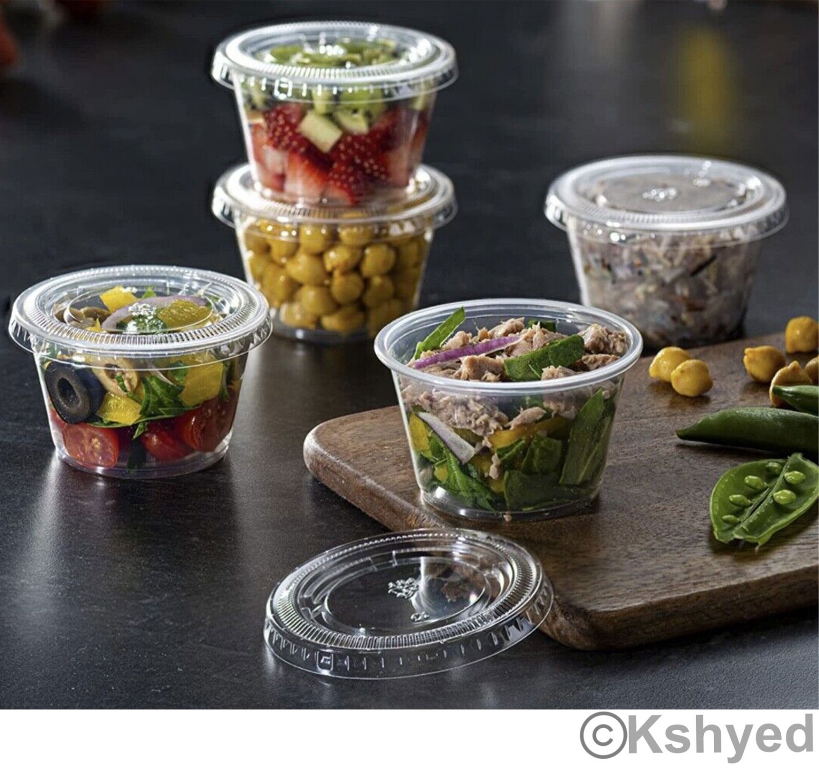 16 PCS Clear Shot Plastic Disposable Portion Cups With Lids In Bag 4 Oz – New