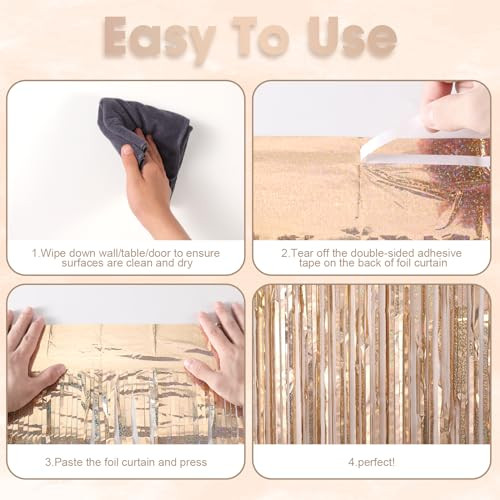 3 Pack 3.3 x 8.2 ft Laser Champagne Foil Fringe Backdrop 23 Laser Champagne