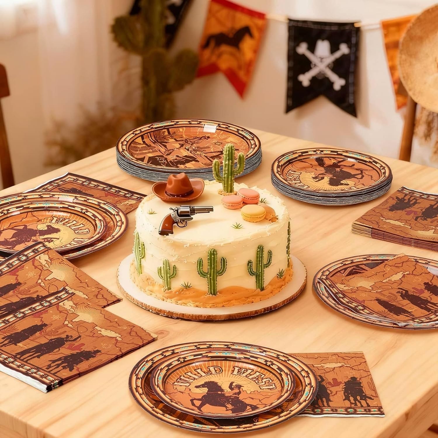 Western Party Decorations – 48 PCS Cowboy Plates and Napkins First Rodeo Birt…