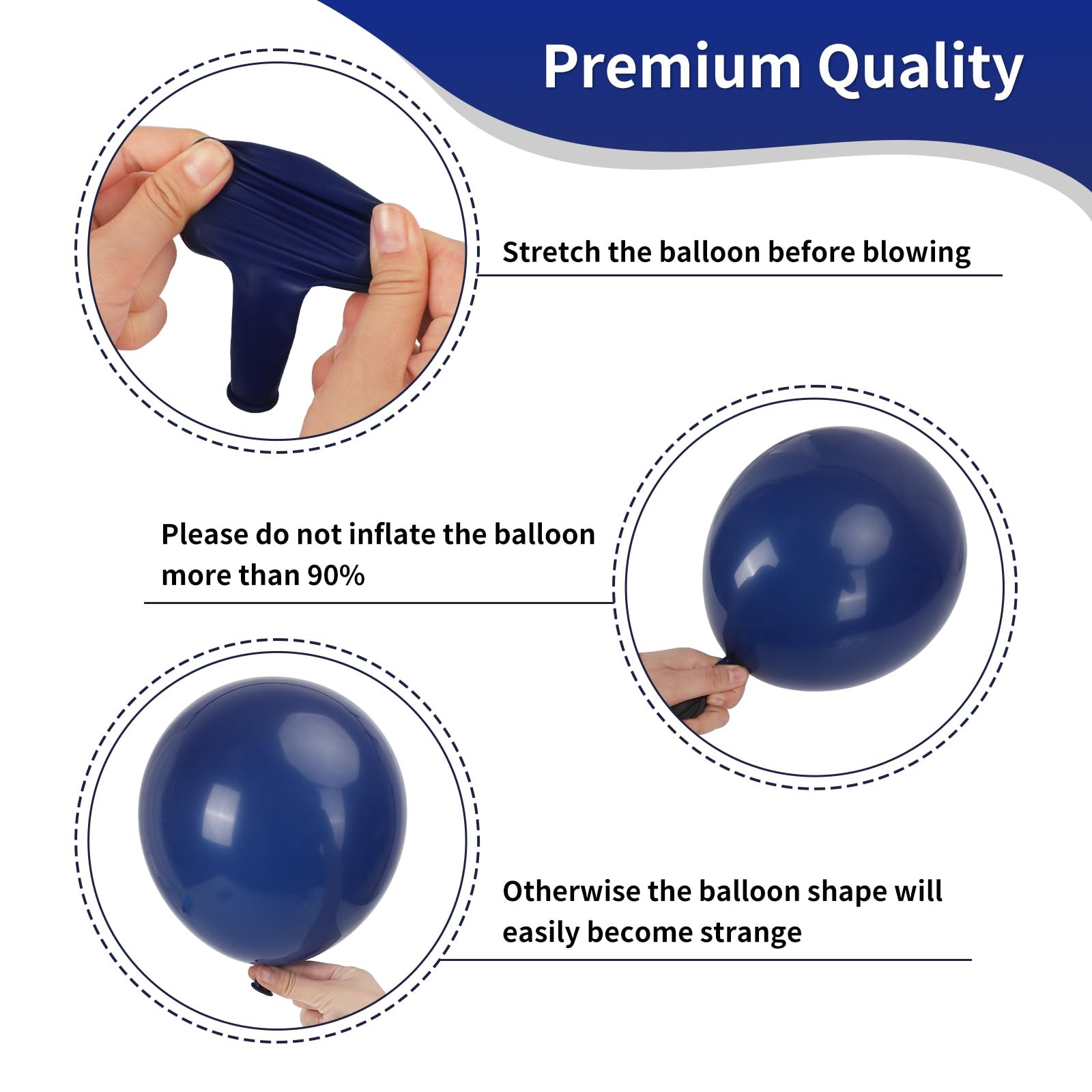 65pcs Navy Blue Silver Balloons, 12 Inches Navy Blue White Metallic Silver Ch…