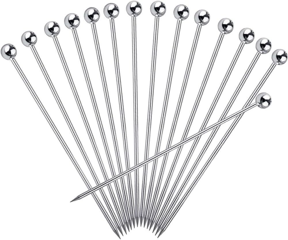 15PCS Cocktail Picks for Drinks, Stainless Steel Cocktail Toothpicks, Reusabl…