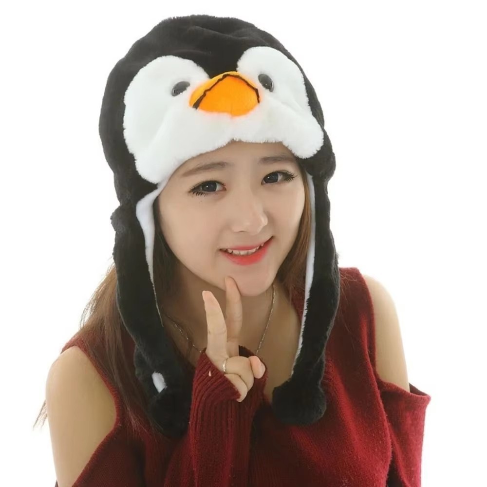 Plush Animal Moving Ears Hat Funny Cosplay Winter Earflap Novelty Airbag Cap