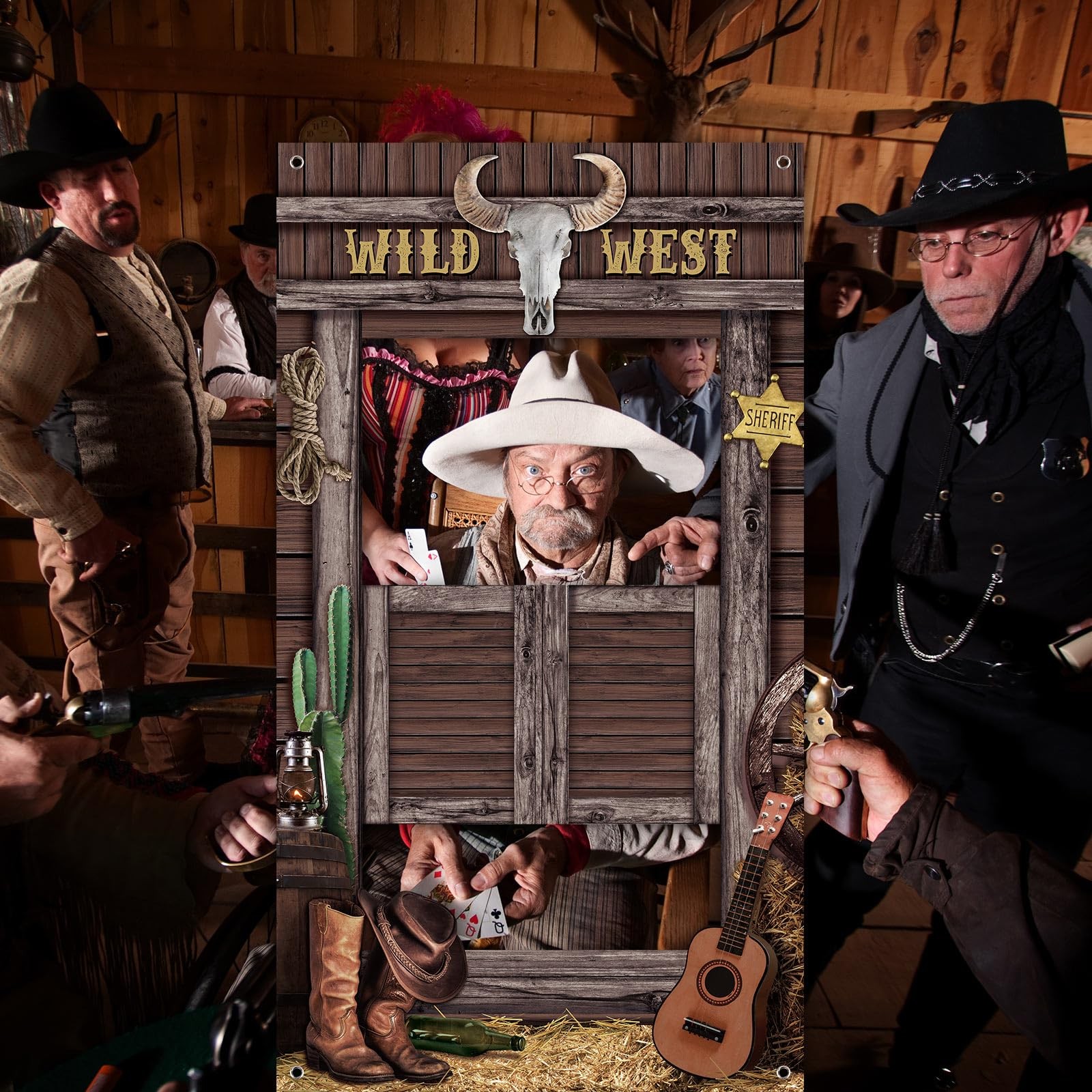 Blosssound Wild West Party Decorations Western Cowboy Photo Booth Multi Color