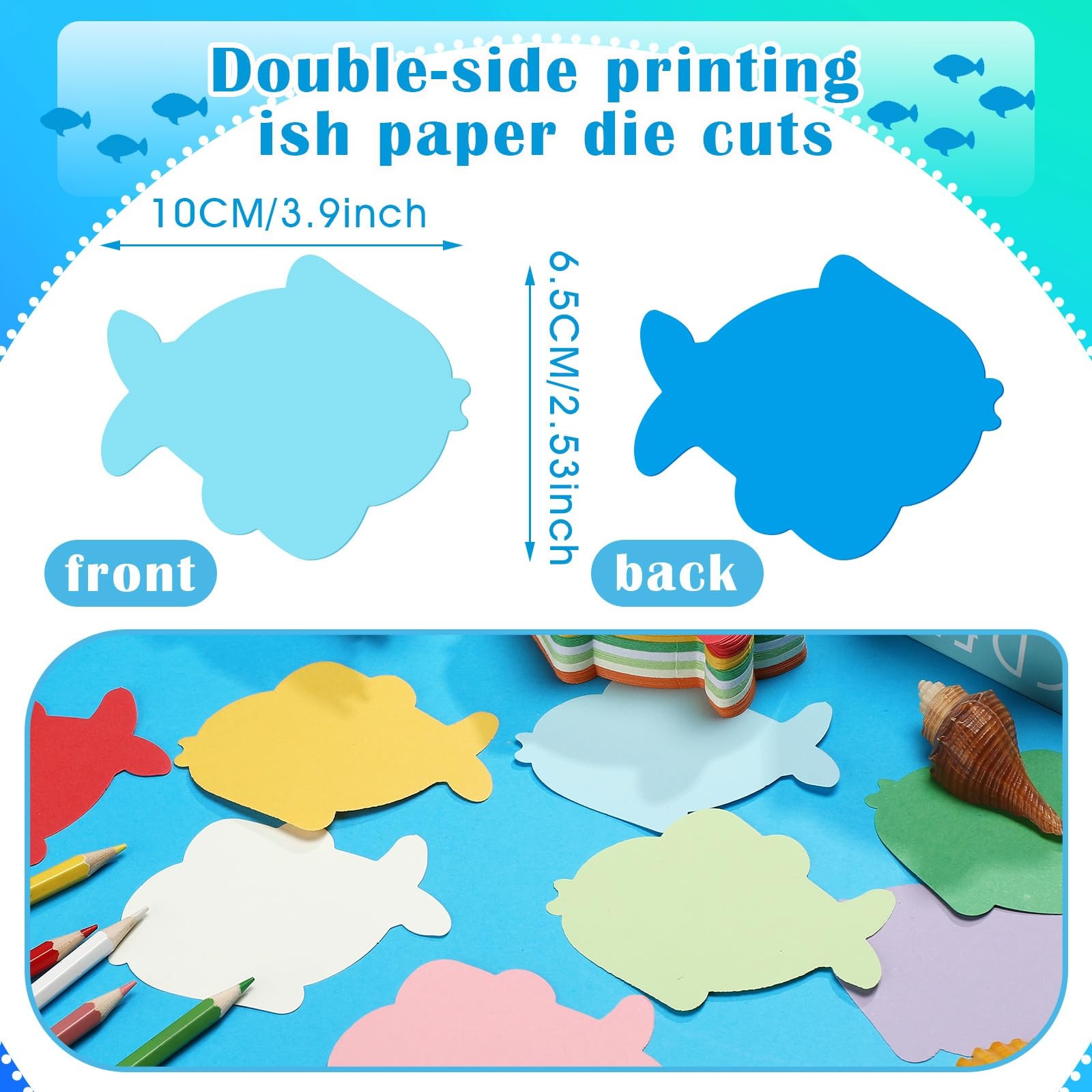360 PCS 3.9 Inch Assorted Color Paper Fish Cutouts Die Cut DIY Craft Decor