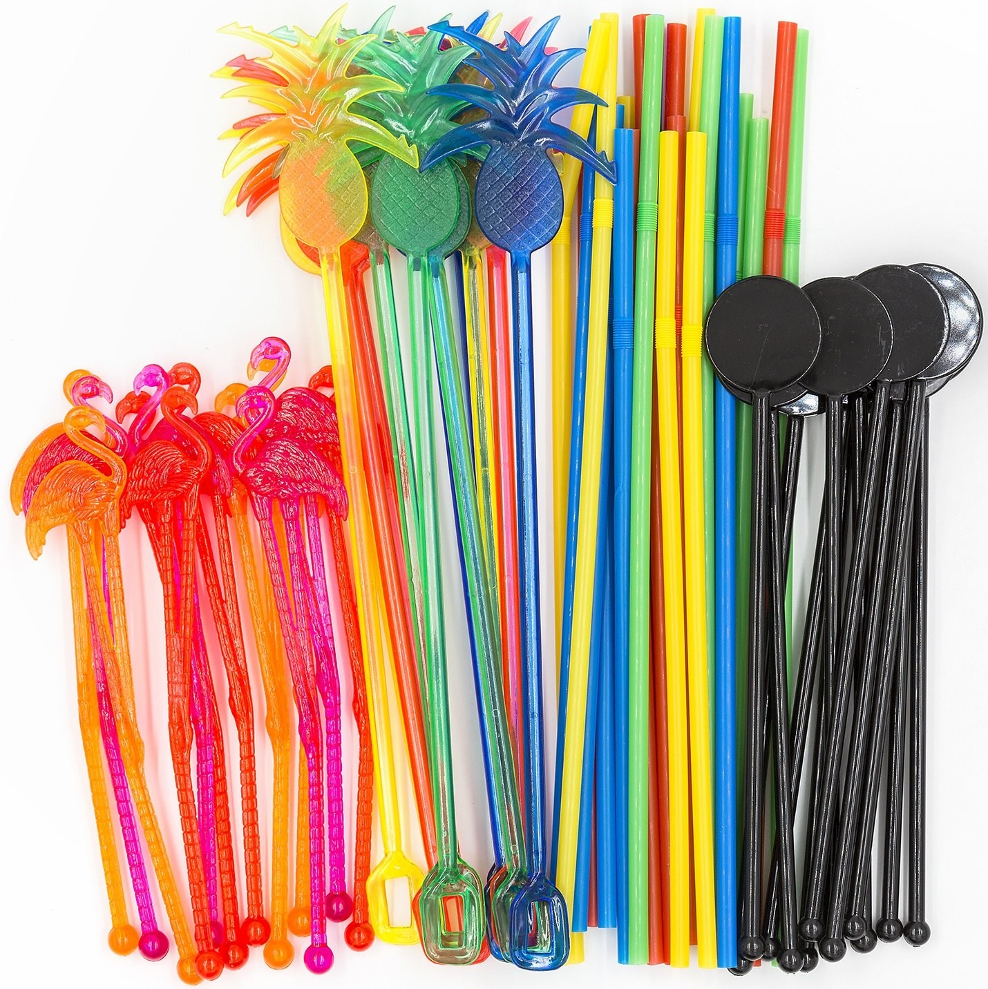 Ultimate Bar Caddy Assorted Swizzle Sticks, Disposable 60 Pieces, Multicolor