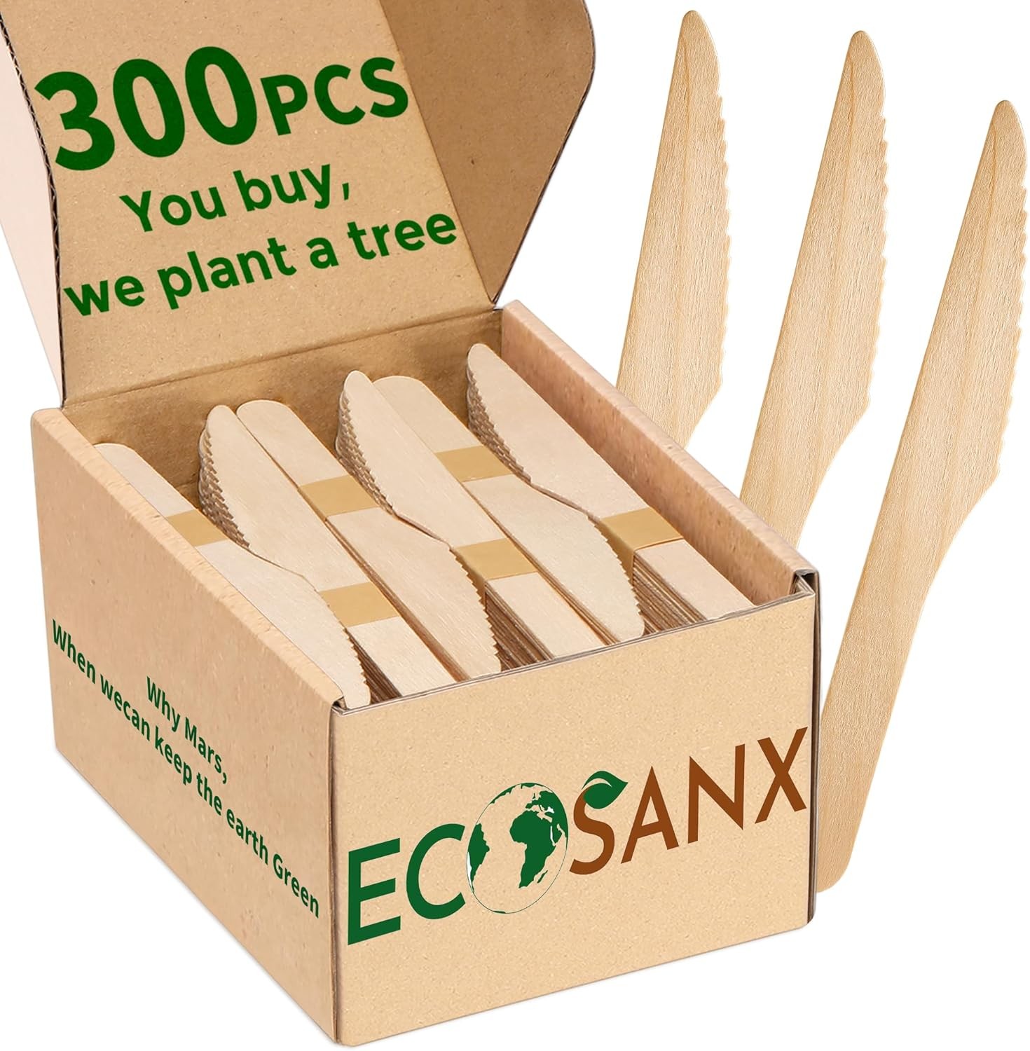 120-piece disposable wooden cutlery set, 6.5 inches, perfect for parties.