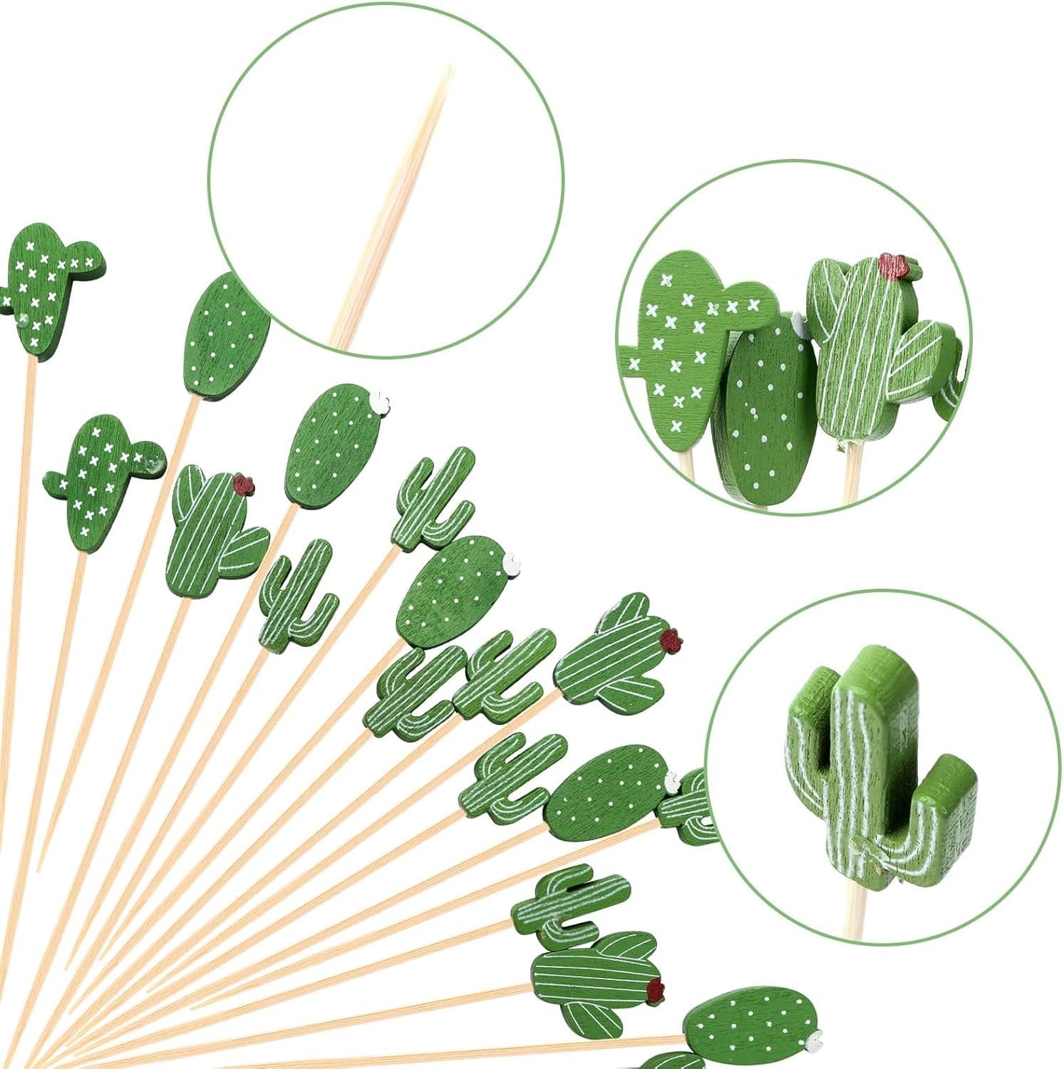 100PCS Fancy Toothpicks for Appetizers, 4.7 Inch Cactus Skewers for Appetizer…