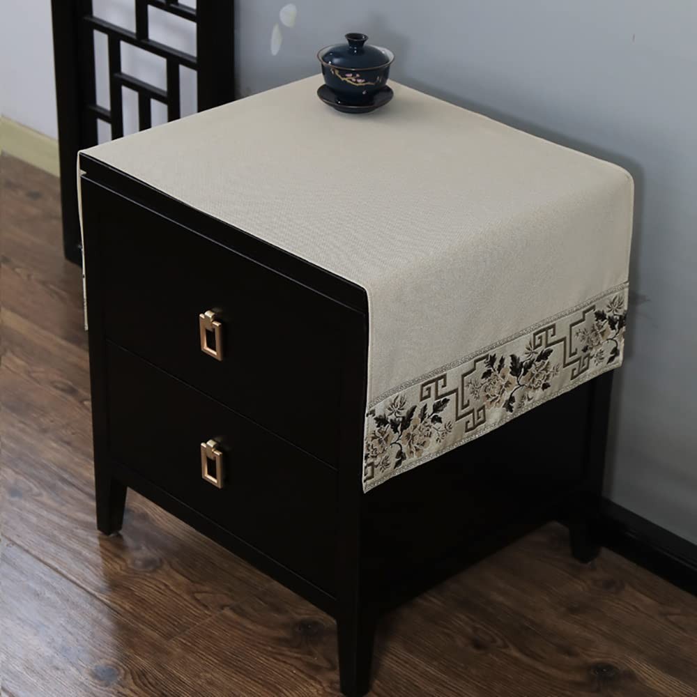 Topwon Solid Color Bedside Tablecloth Nightstand Runner Side End Tabletop Dust C