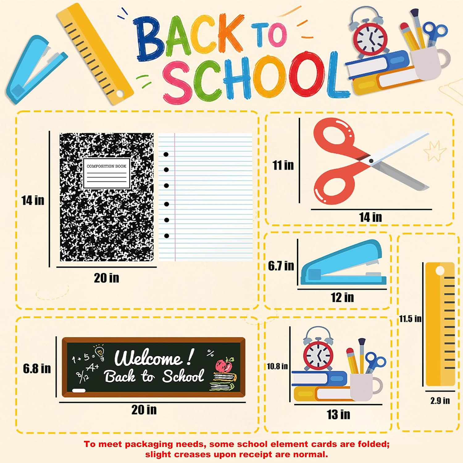 14PCS Giant Back to School Decorations – Welcome Back to School Party Supplies,