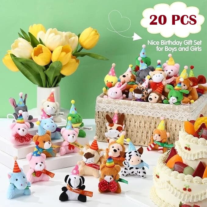 20 PCS – Mini Animal Plush Toys, Variety Packs, Birthday Celebrations