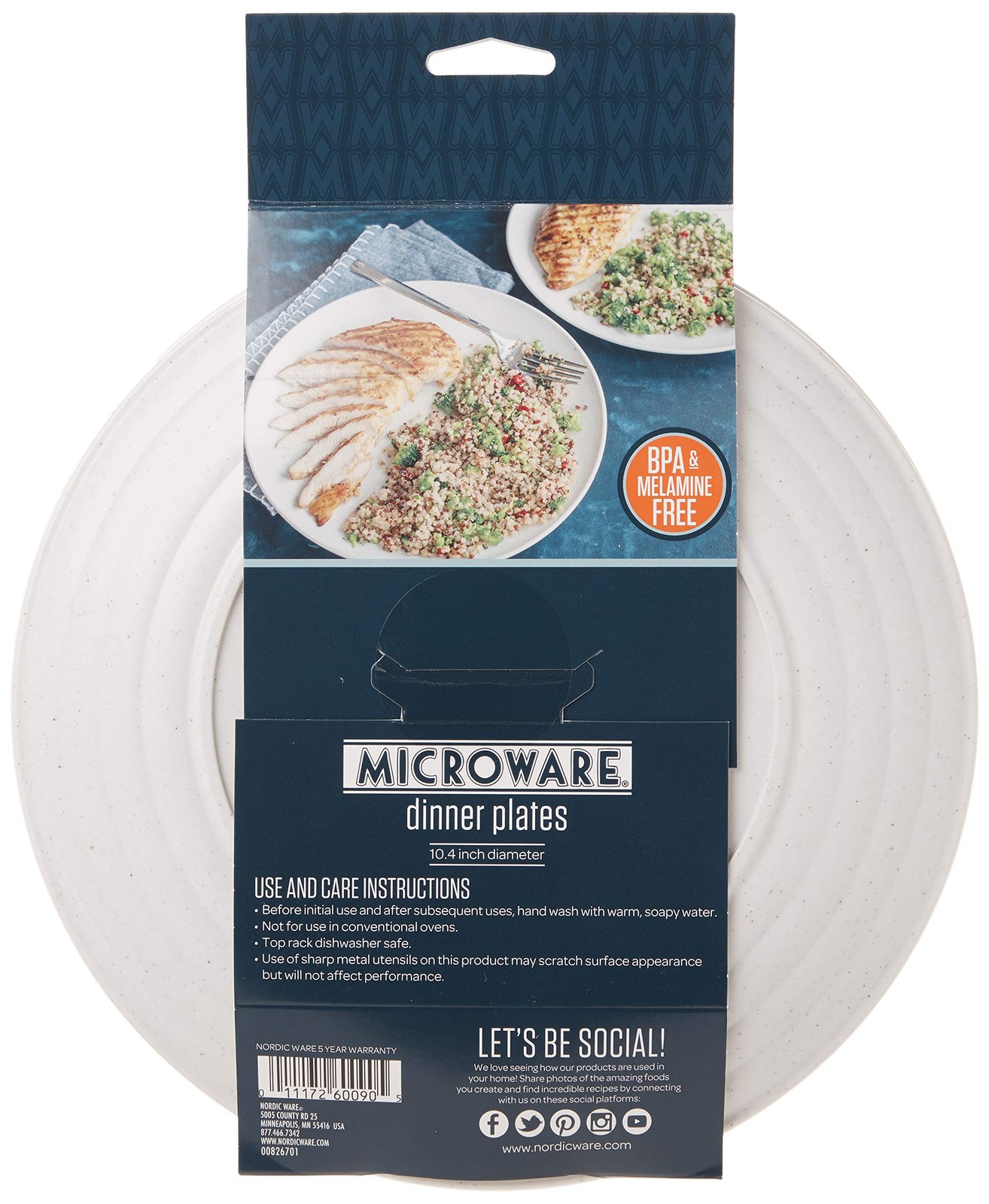Nordic Ware Polypropylene Plates 10″L x 10″W x 0.88″H (Pack of 4), White