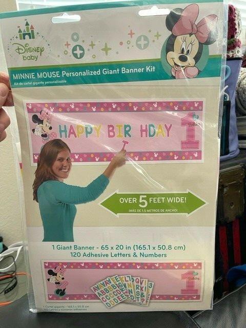 1st Birthday Minnie Mouse Personalized Banner Kit Party Supplies Minnie New!!!