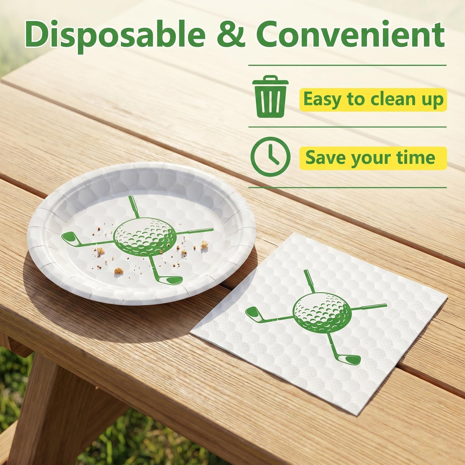 50 Pcs Golf Plates and Napkins Set, 7 Inch Golf Birthday Decorations Dinner D…