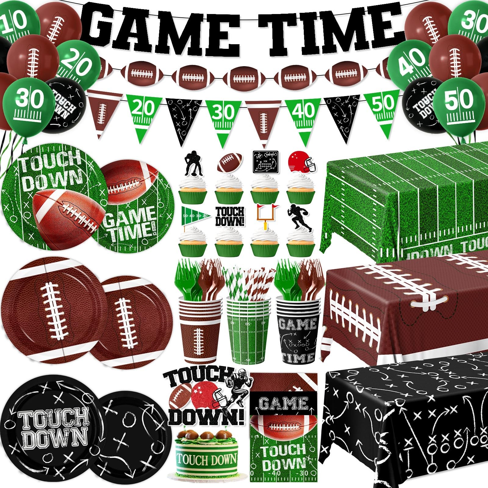 Football Party Decorations Serve 24, 189Pcs Football Party Supplies Includes …