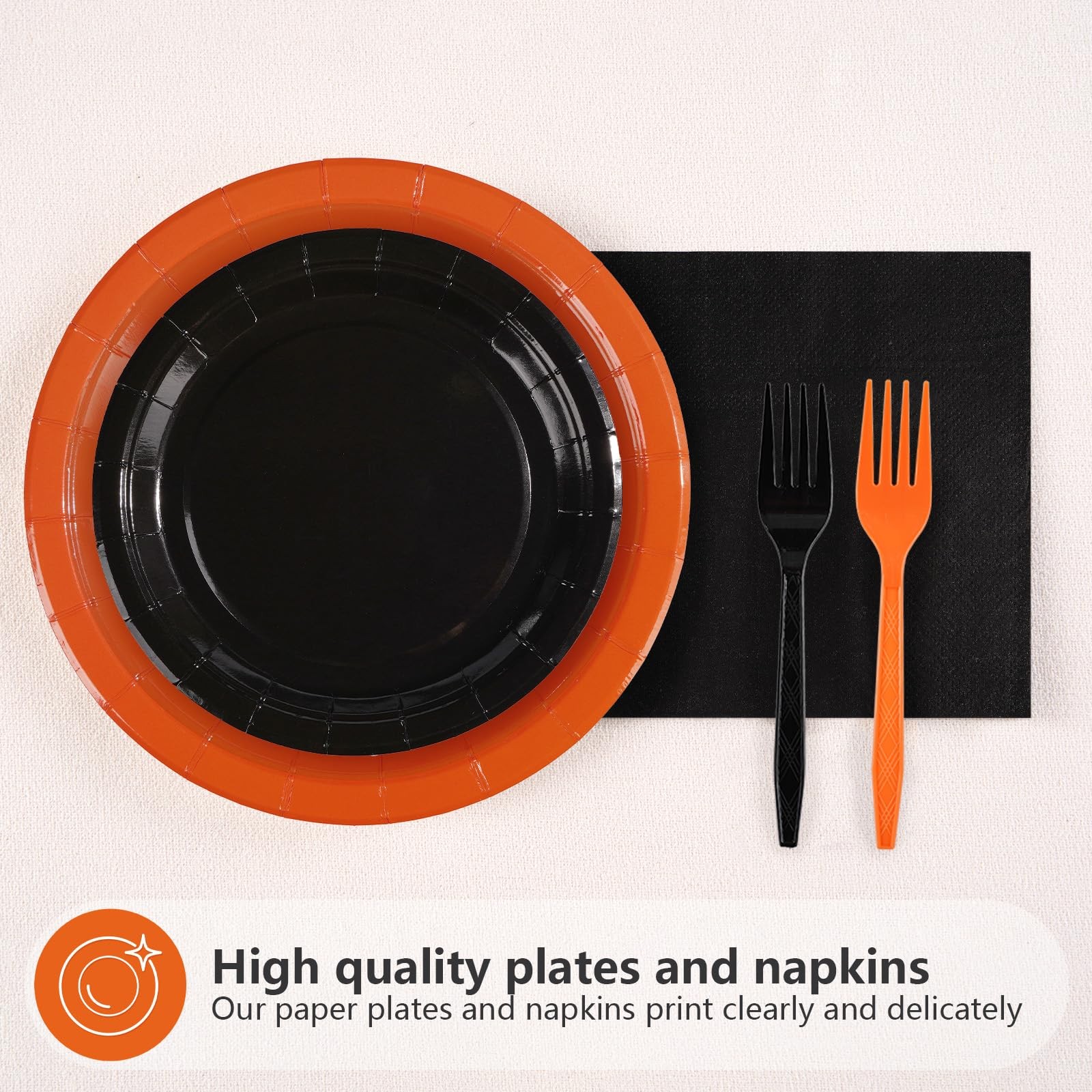 Grencian 96Pcs Orange and Black Party Decorations