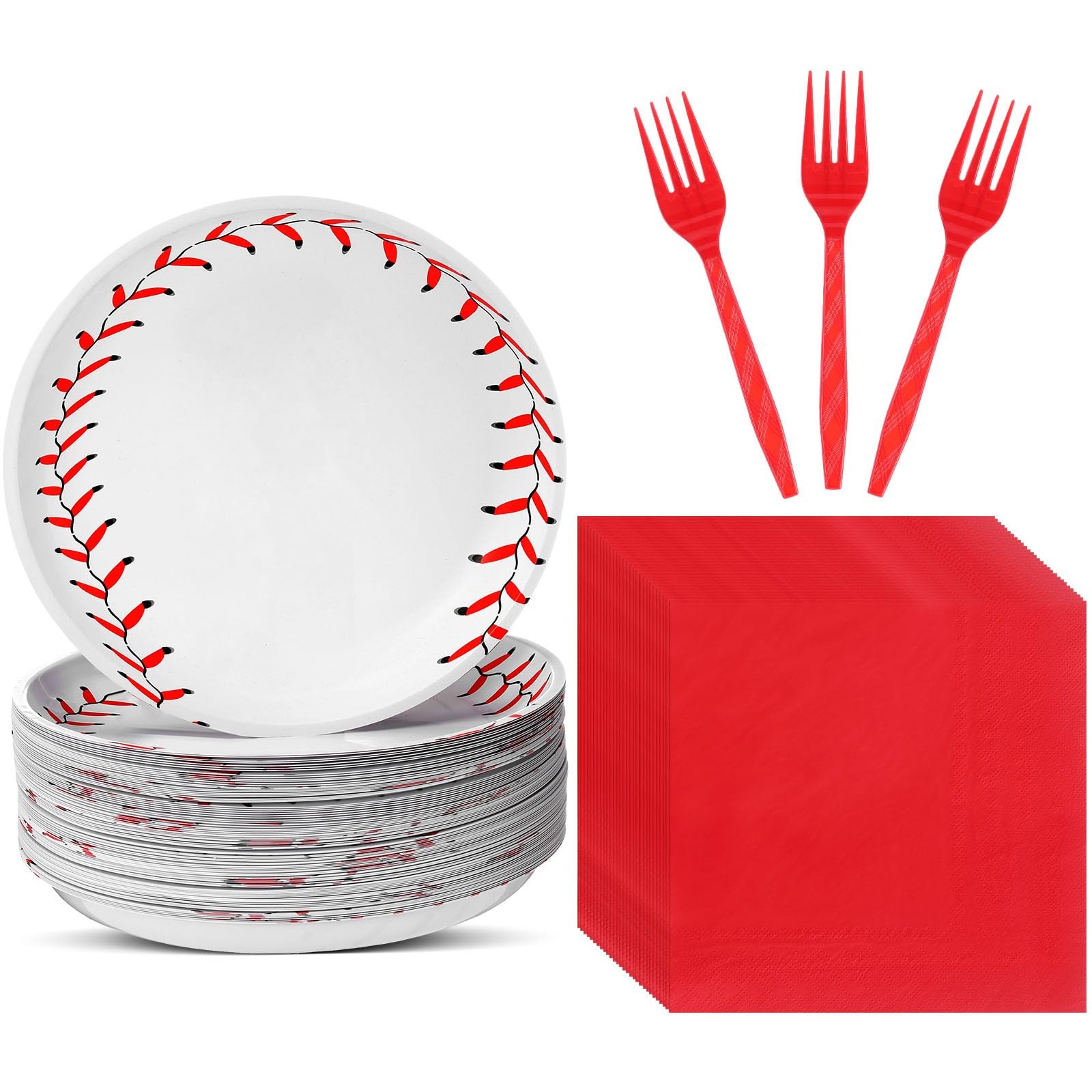180 Pcs Plastic Baseball Paper Plates and Napkins Set Baseball Party Supplies…
