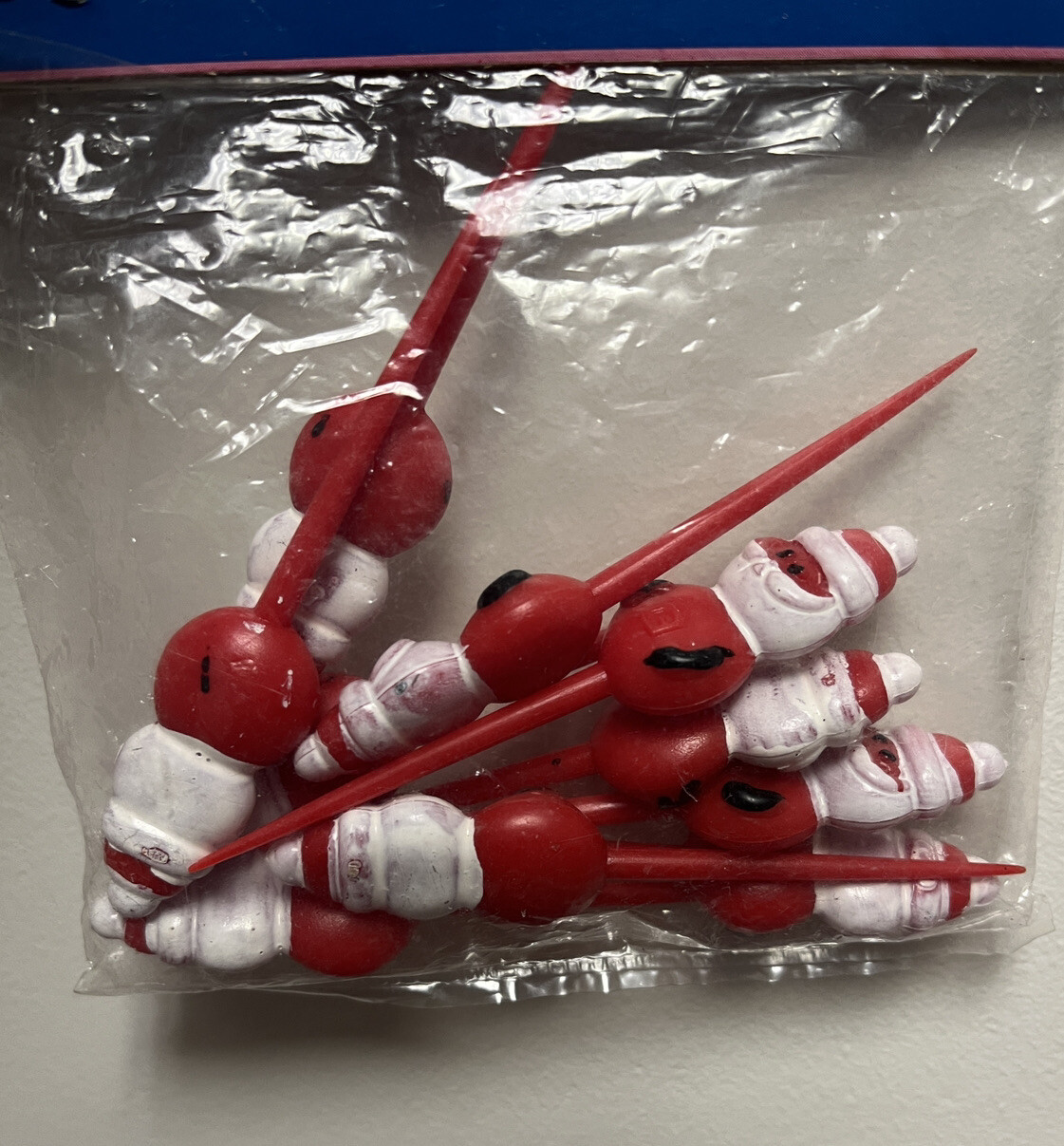 Lot Of 10 Santa Christmas Cupcake Picks Vintage Cake Decorations Toppers 3 Inch