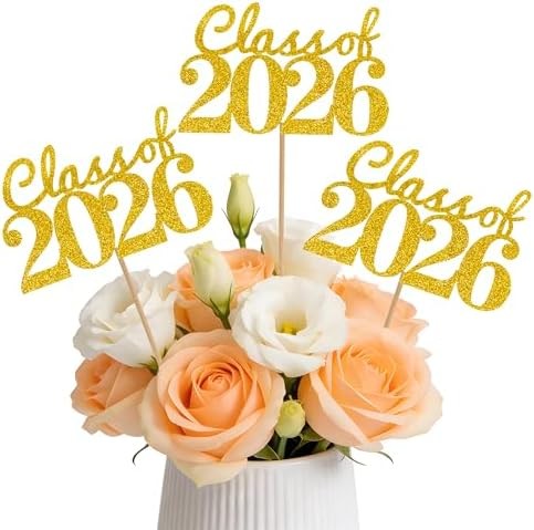 Graduation Decorations 2026, 12 PCS Graduation Centerpieces for Tables, Gold Gli