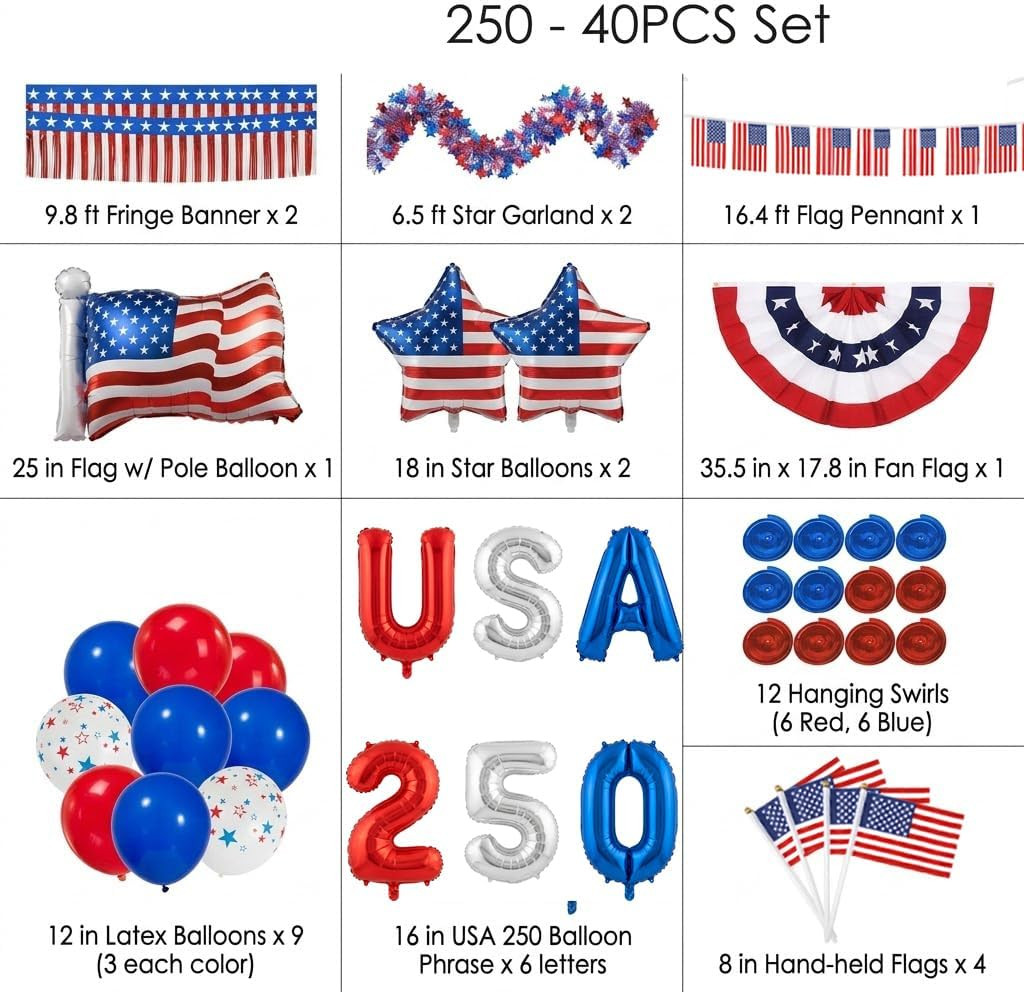 4Th of July Golf Cart Decoration Kit, Fourth of July Golf Cart Parade Float Deco