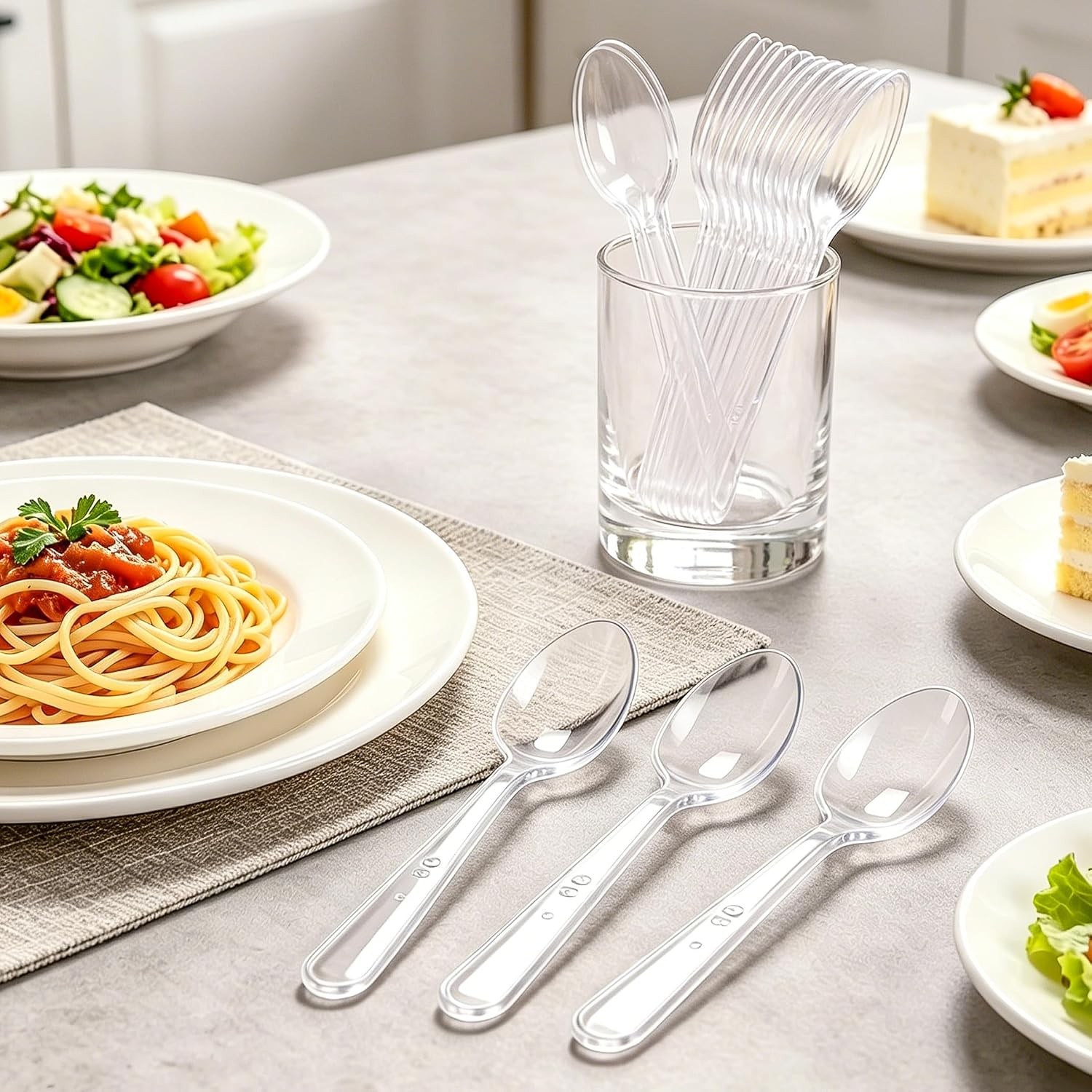 360 Count Extra Heavy Duty Clear Plastic Spoons Heat Resistant and BPA-Free