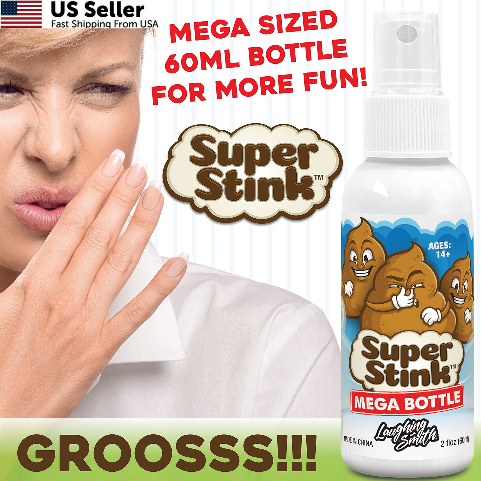 SUPER STINK (Mega Size 60ml) – Fart Spray – ‘Insanely Strong’ zzzz-s, Brown
