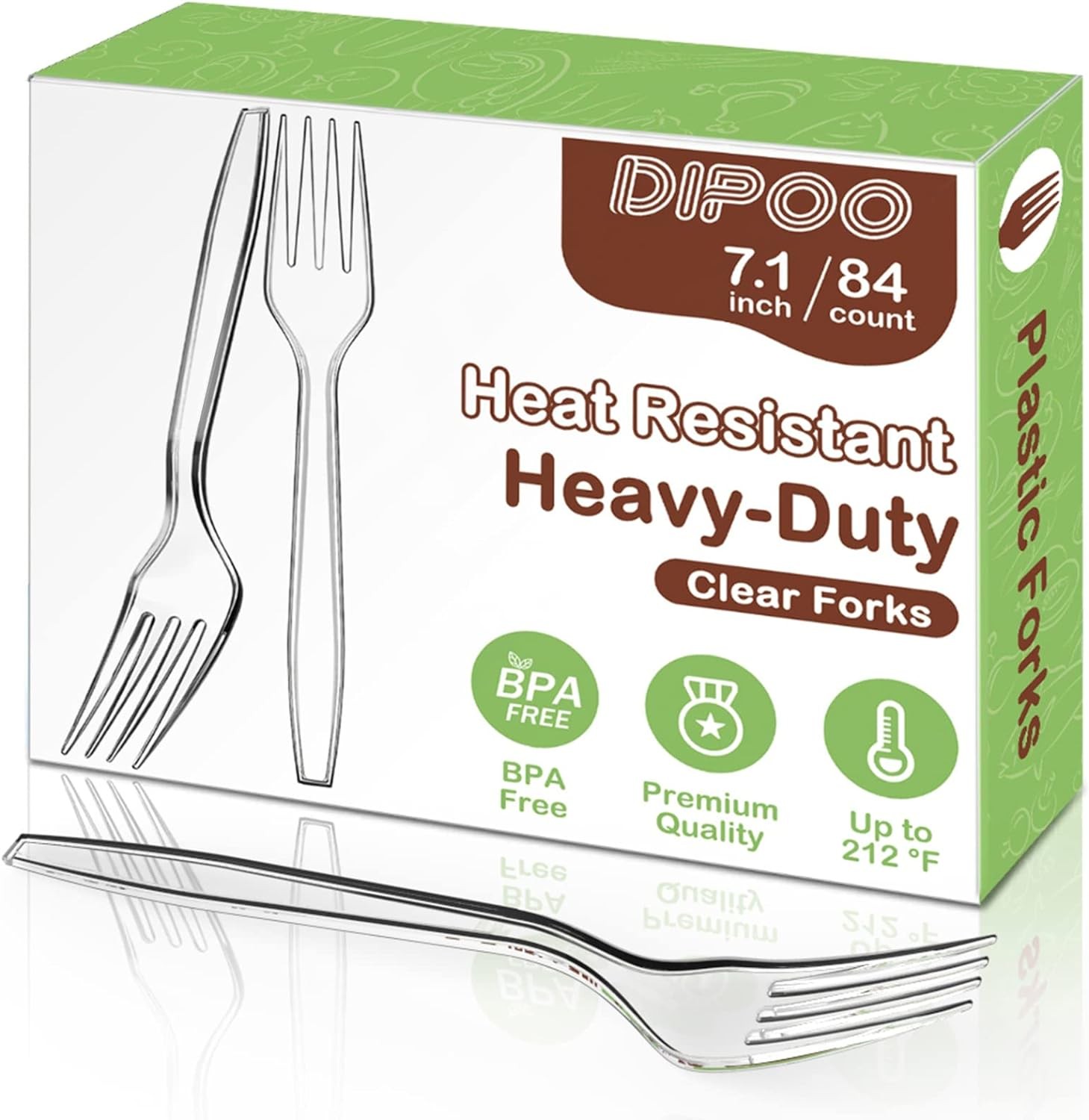 7.1″ Clear Plastic Forks Heavy Duty with Heat Resistant & BPA Free, Solid and