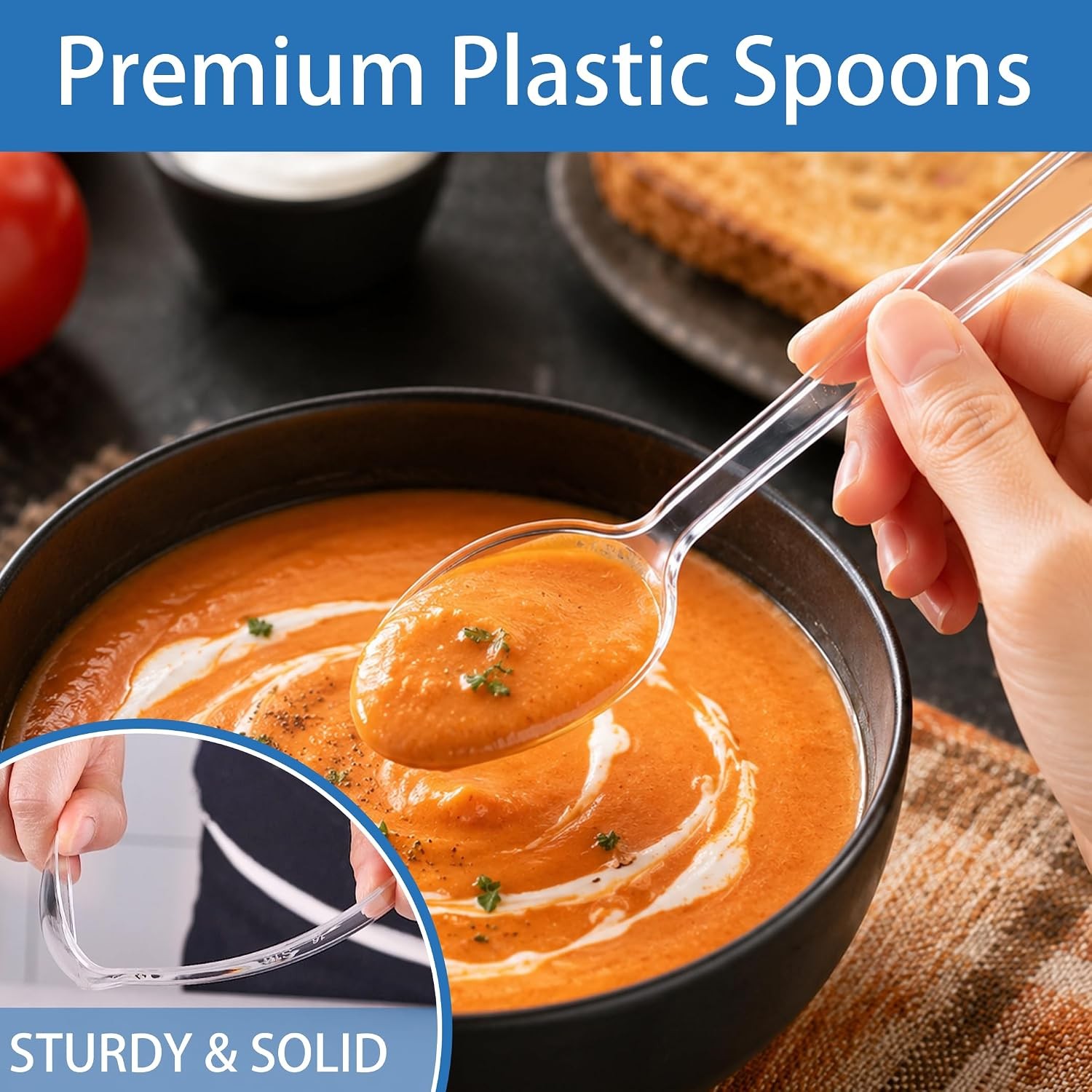 360 Count Extra Heavy Duty Clear Plastic Spoons Heat Resistant and BPA-Free