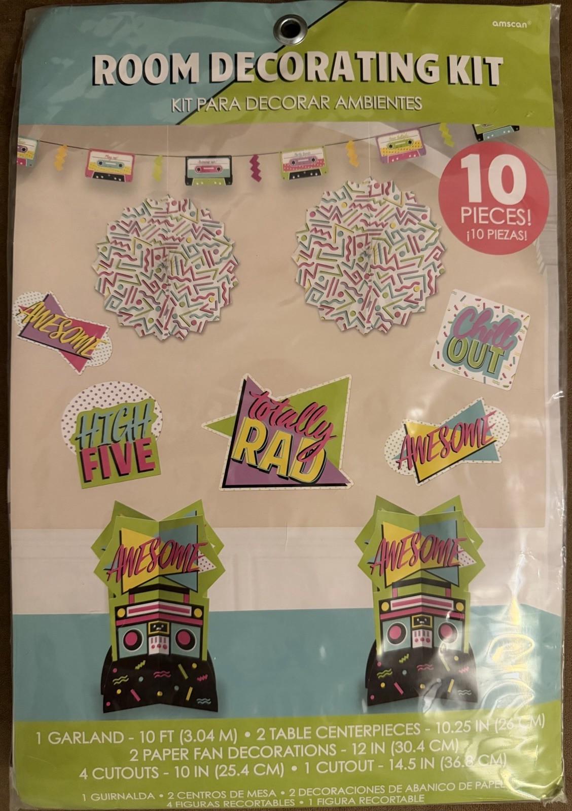 Amscan 80’s Night Party Decoration Kit Free shipping 5 Pieces