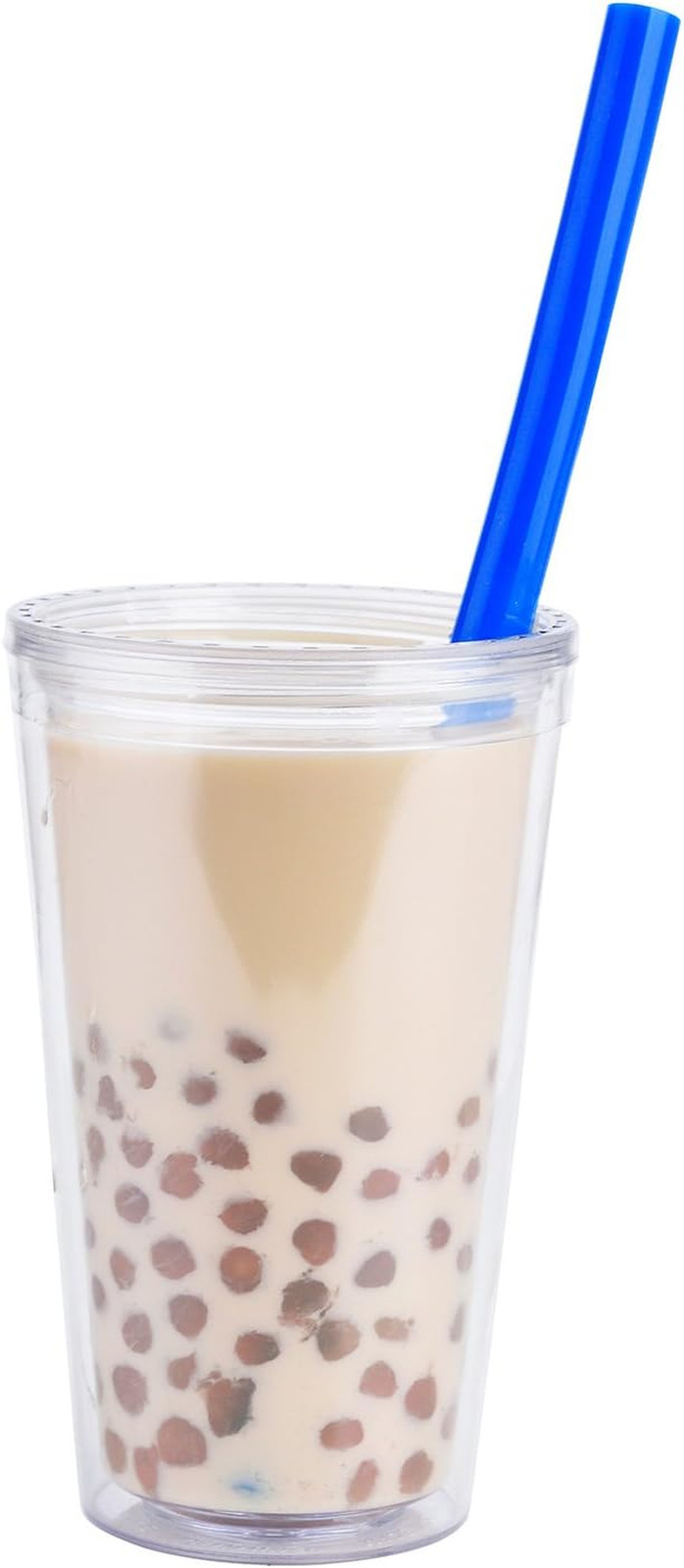 ALINK Reusable Boba Smoothie Straws, 10 Inch X 0.55 Inch Extra Wide Fat Silicone