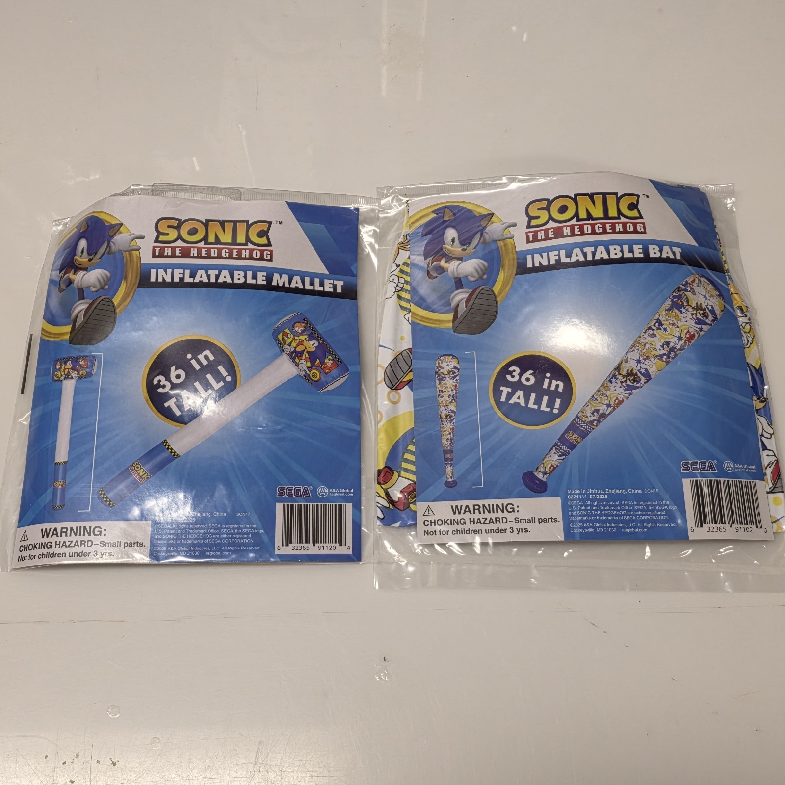 NEW Sonic The Hedgehog 36″ Inflatable Mallet & Baseball Bat Outdoor Toy Favor