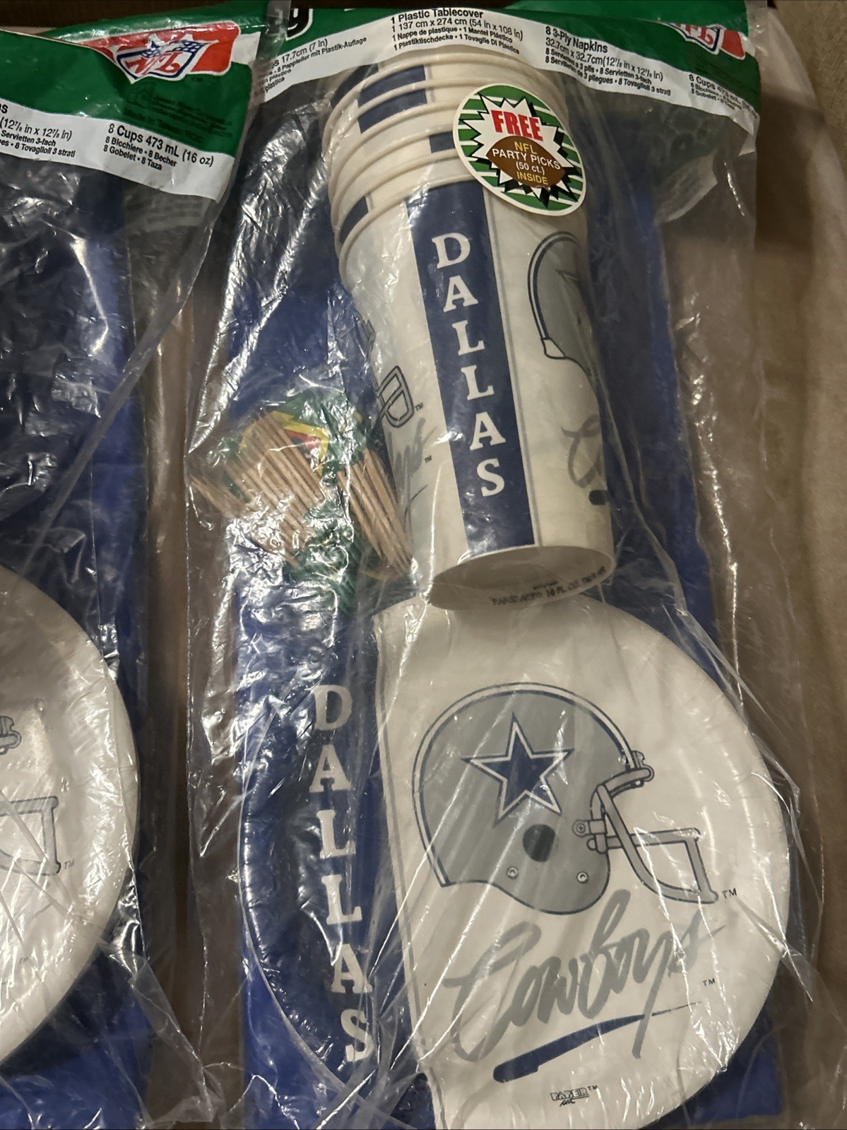 Vintage NFL Dallas Cowboys Party Pack C.A. Reed Inc. Lot Of 2 NEW SEALED 1980’s