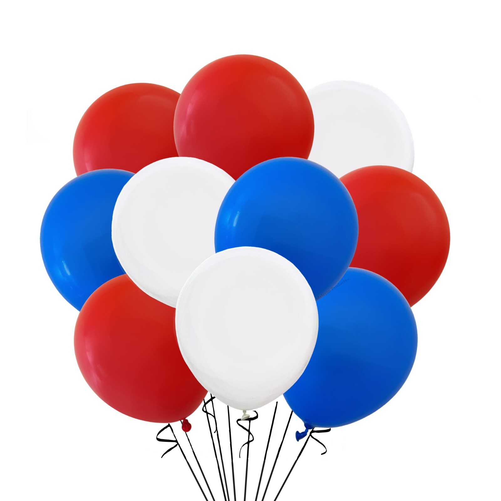 12 Pack MIX Plain Solid Balloons Red White & Blue Party Event Decorations 12″