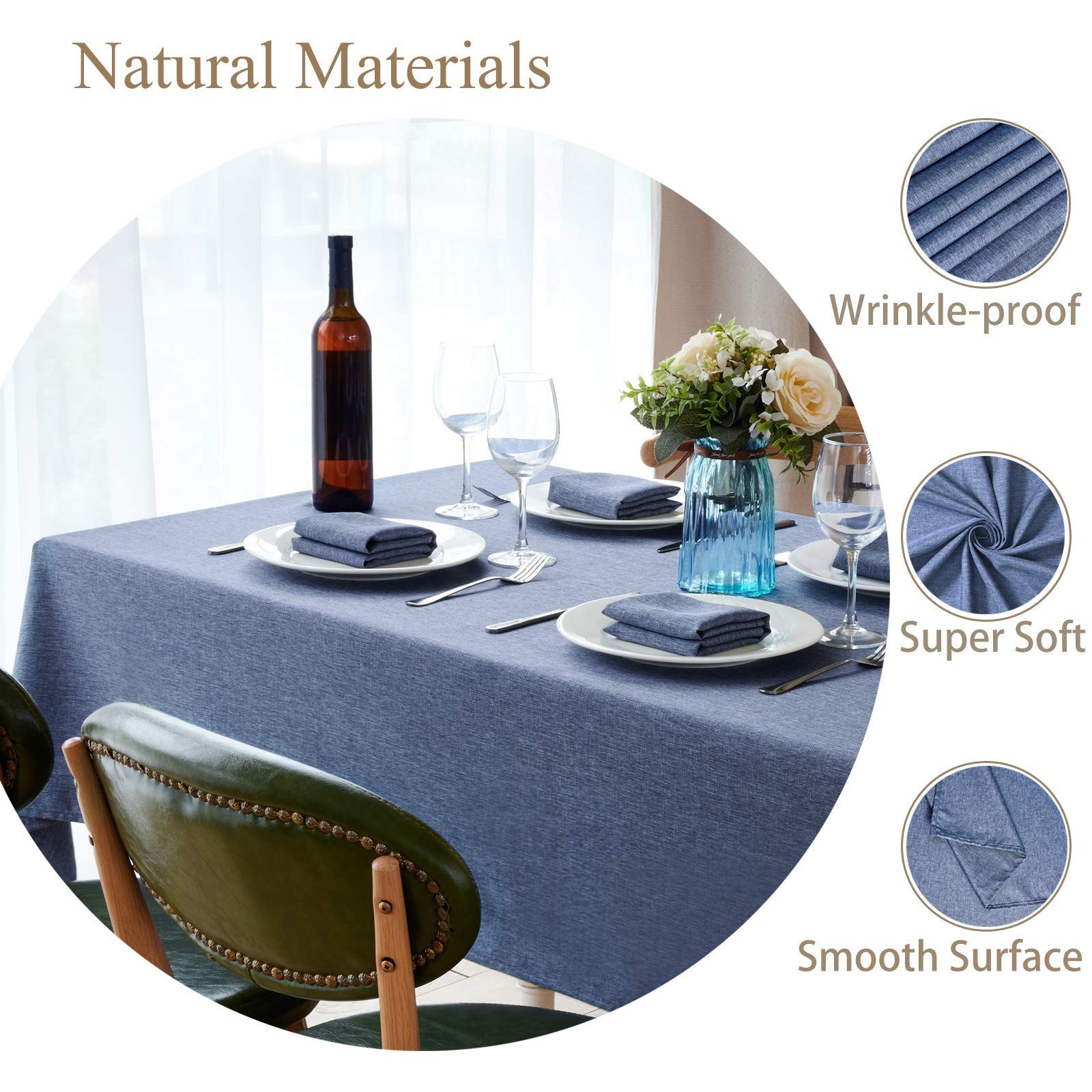 Mebakuk Rectangle Table Cloth Linen Farmhouse Tablecloth Waterproof Anti-Shrink