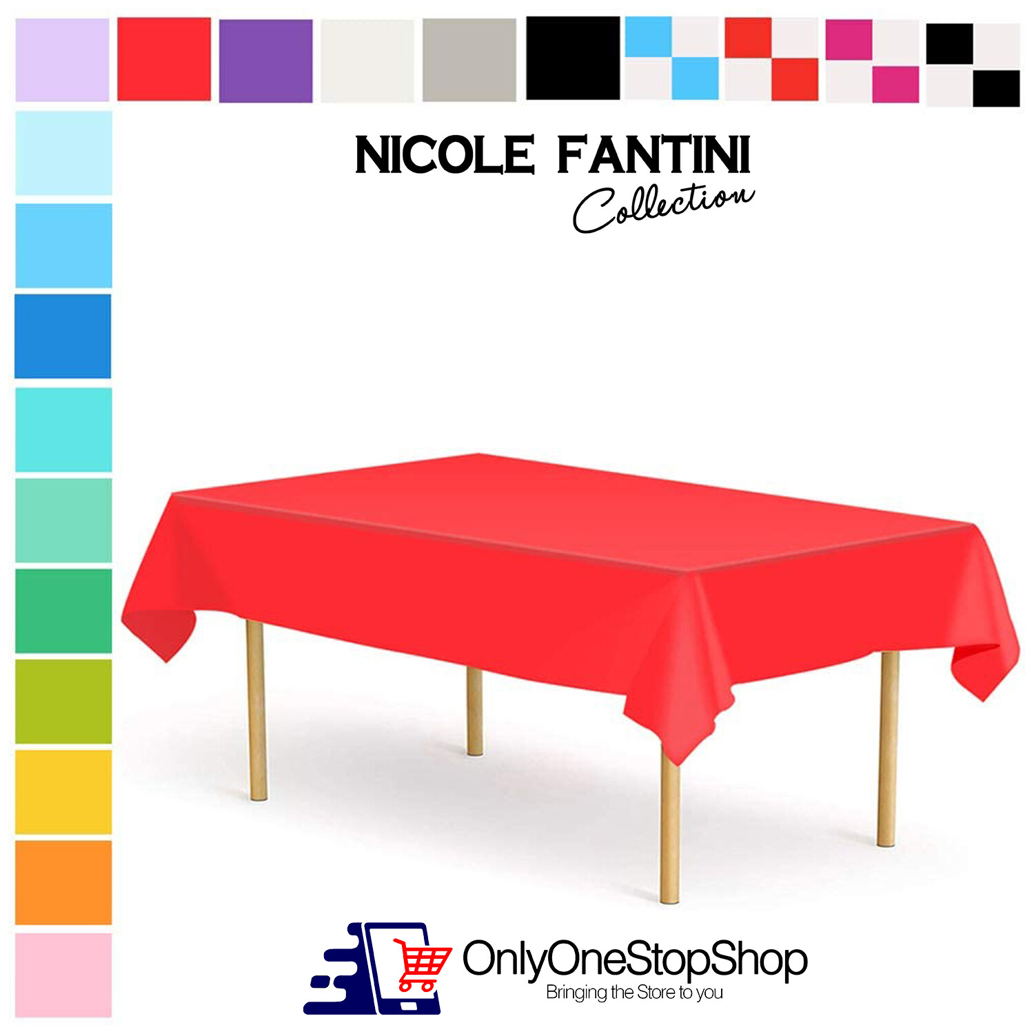 Nicole Fantini Collection Disposable Plastic Tablecloth Rectangle 54″ x 108″