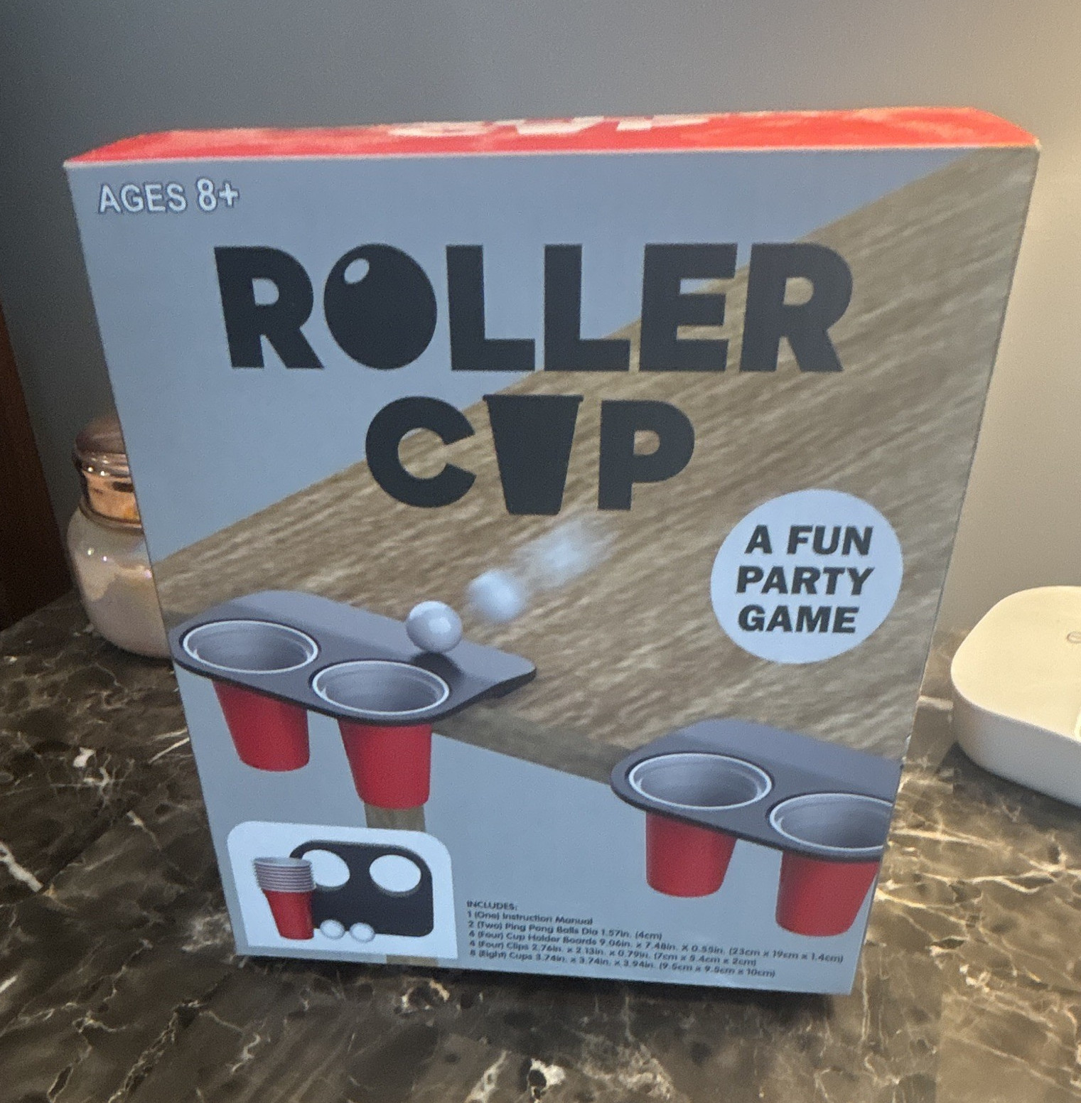 Roller Cup Party Game Table Clip Cup Toss Drinking Game Theme Gray/Red