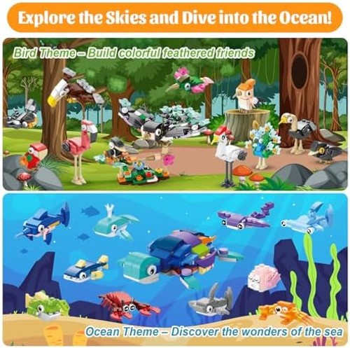 40 Packs Party Favors for Kids – 999+ PCS Animal Building Blocks, 4 Themes: O…