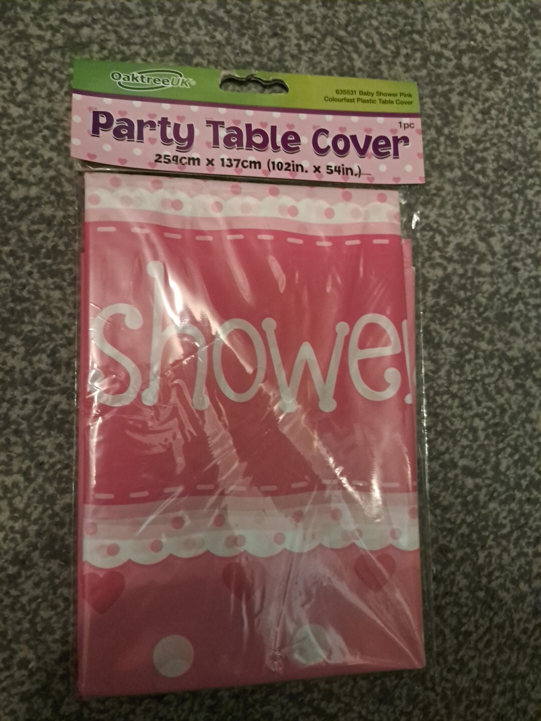 Baby Shower Party Decoration Pink spotty Plastic Table Cloth 259 x 137, New