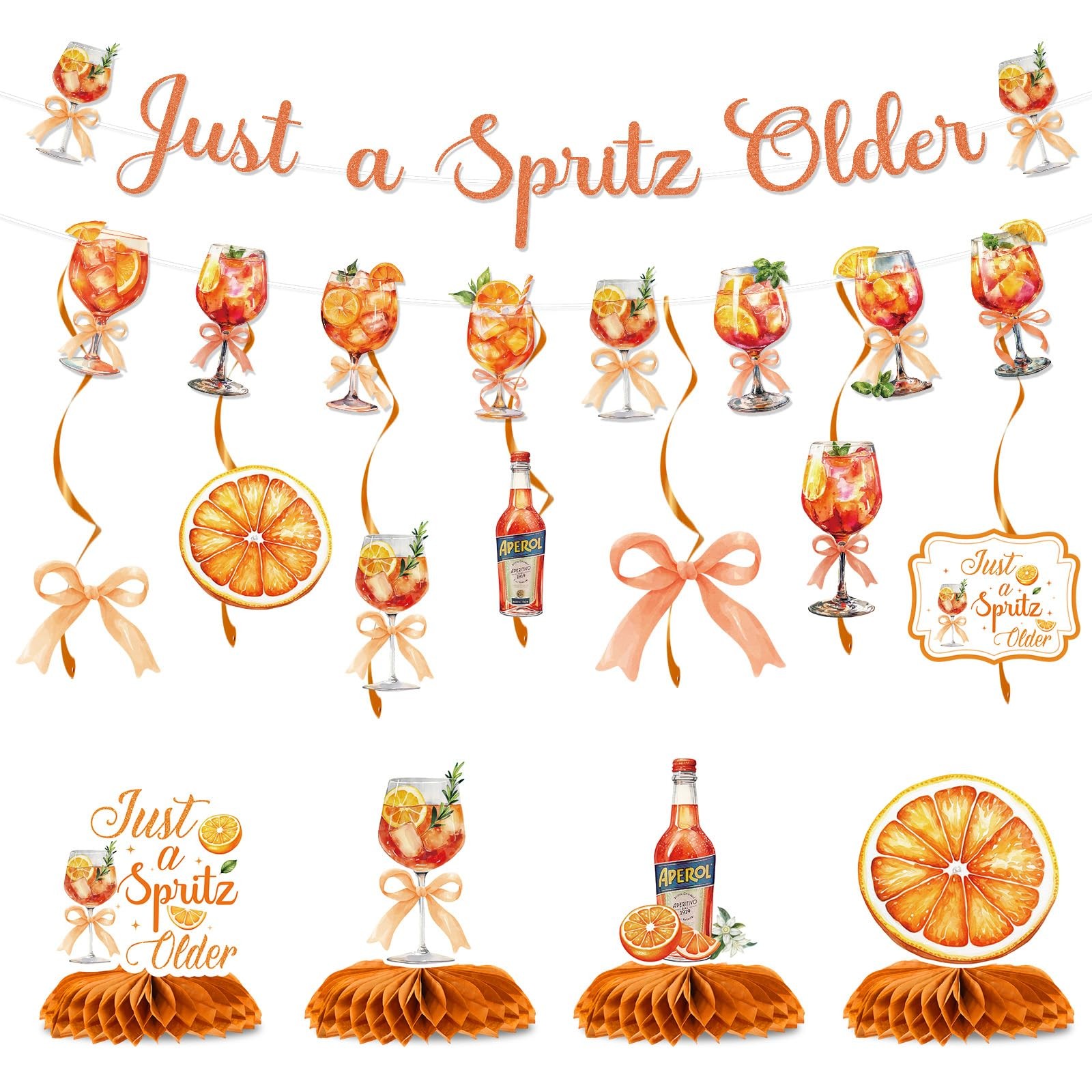 Funny Spritz Banner Decorations, 13 Pcs Orange Glitter Just a Spritz Older Ba…